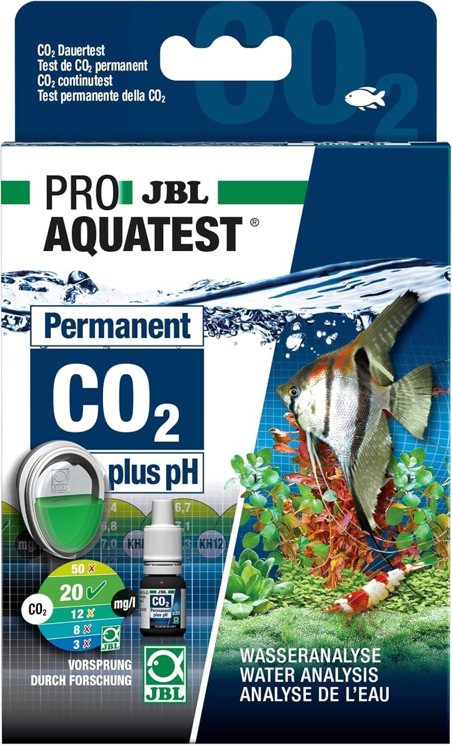 JBL su test seti, tatlı su akvaryumları için, ProAquaTest CO2-pH kalıcı, 1 adet (tekli paket)