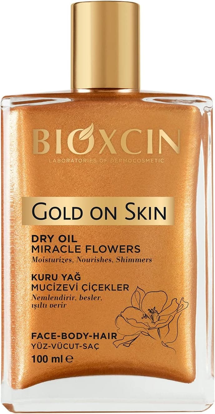 Bioxcin Gold On Skin Kuru Yağ – Yasemin, Manolya, Hanımeli, Kalendula ve Hindistan Cevizi Yağları İçeren Işıltı Veren Nemlendirici – 100 ml – Tüm Cilt Tipleri İçin