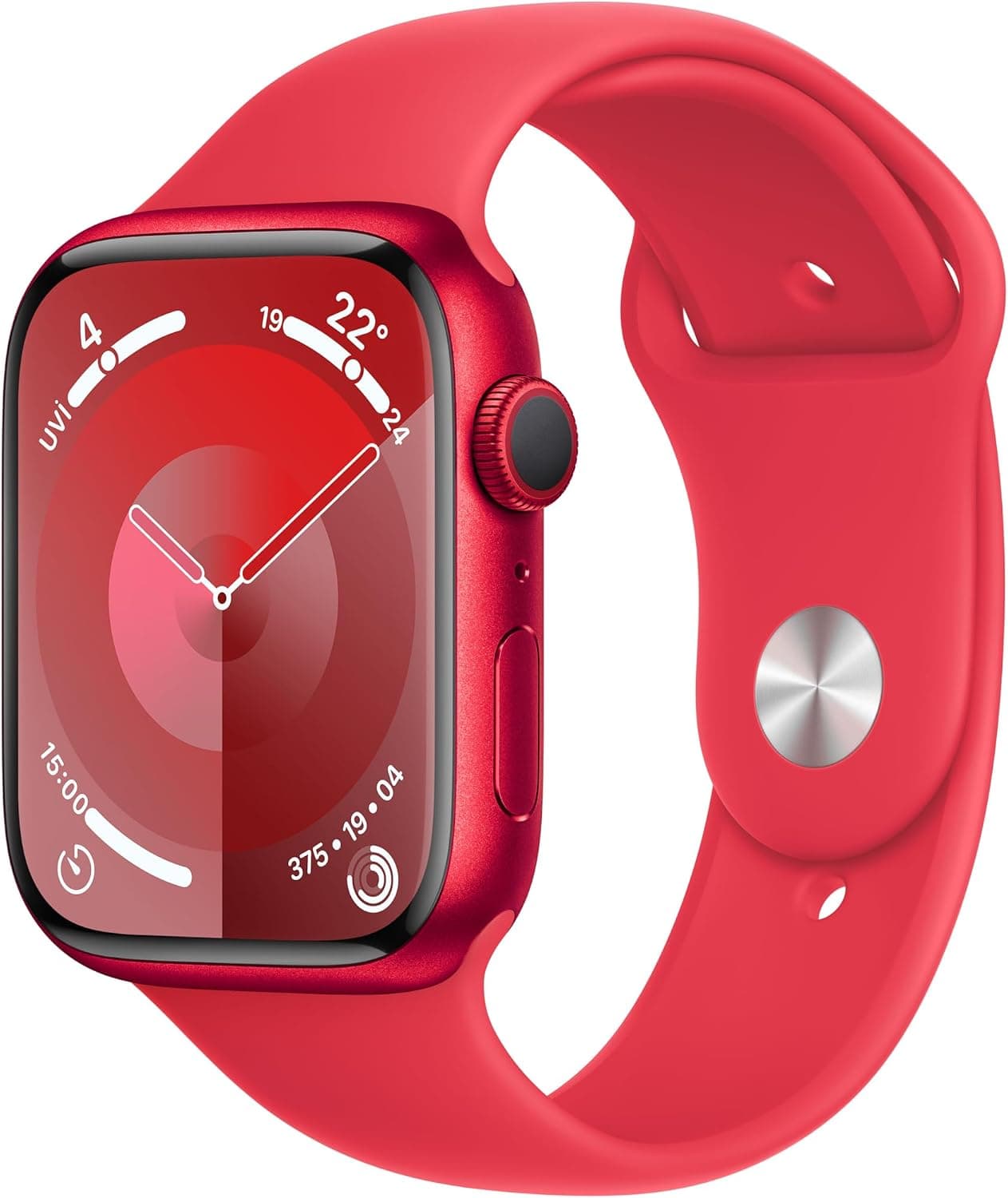 Apple Watch Series 9 GPS 45 mm (PRODUCT) RED Alüminyum Kasa Akıllı Saat ve (PRODUCT) RED Spor Kordon - M/L. Fitness Takibi, Kanda Oksijen ve EKG Uygulamaları, Hep Açık Retina Ekran