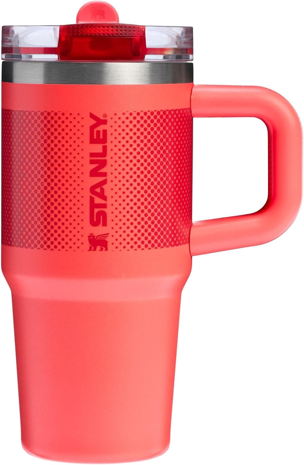 Stanley Quencher ProTour Kapaklı Hasır Bardak Sızdırmaz Kapaklı 14 oz | Entegre Pipet ve Sap | Seyahat için Uyumlu Bardak | Yalıtımlı Paslanmaz Çelik Bardak | BPA İçermez | Sıcak Mercan Solması