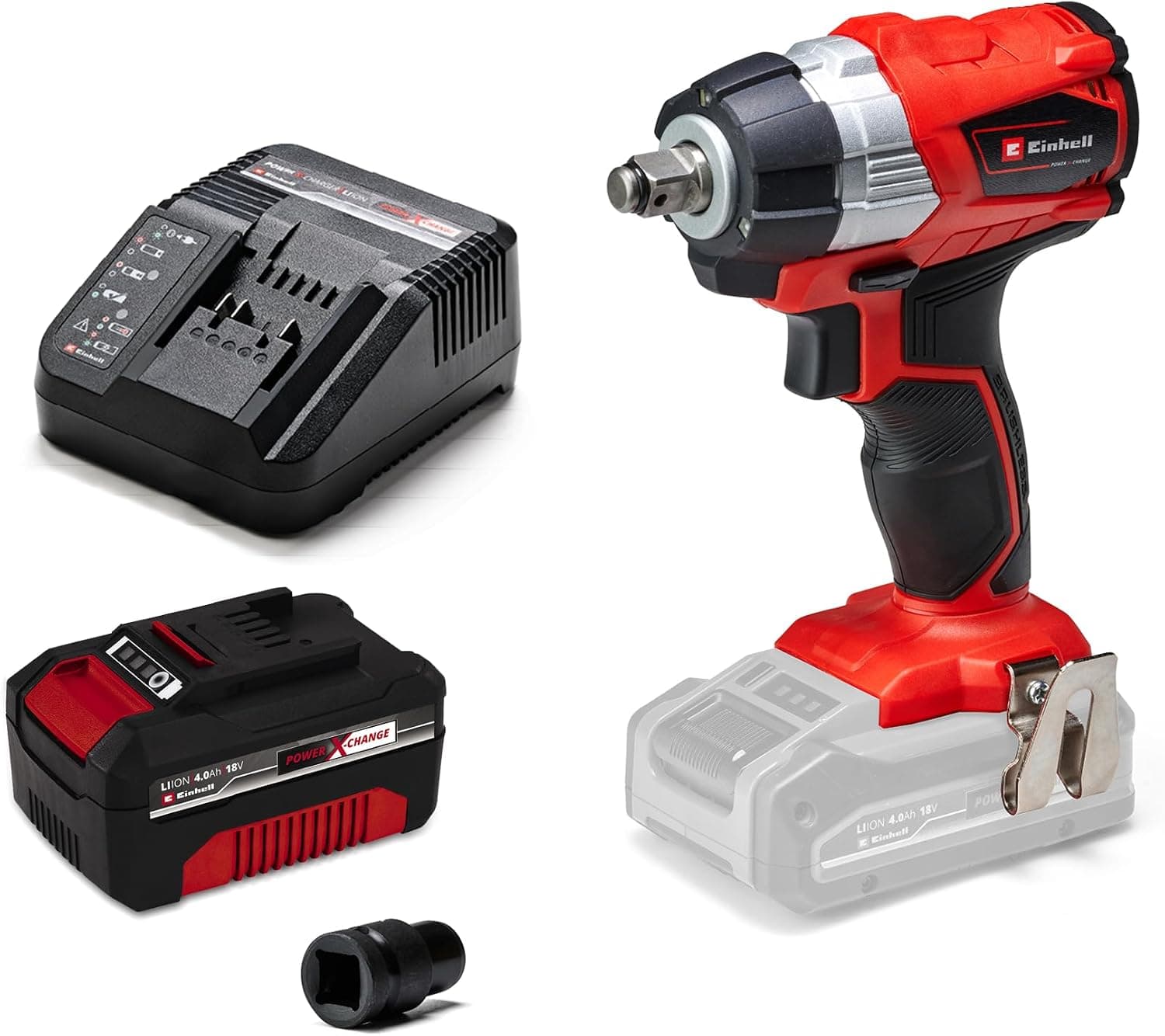 Einhell TE-CW 18 Li BL - Solo, Kömürsüz Akülü Darbeli Somun Sıkma ve Einhell 18V 4,0 Ah PXC Starter Kit (Başlangıç Seti)