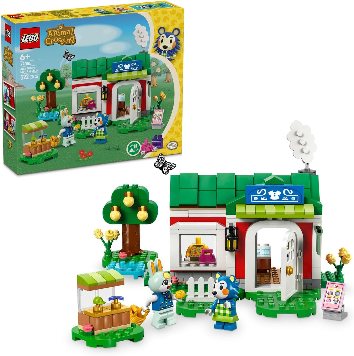 LEGO Animal Crossing Able Sisters Giyim Mağazası 77055, 6 Yaş ve Üzeri Kız ve Erkek Çocukları İçin Yaratıcı Oyuncak Yapım Seti, Rol Yapma, Yaratıcı Hediye Fikri (322 Parça)
