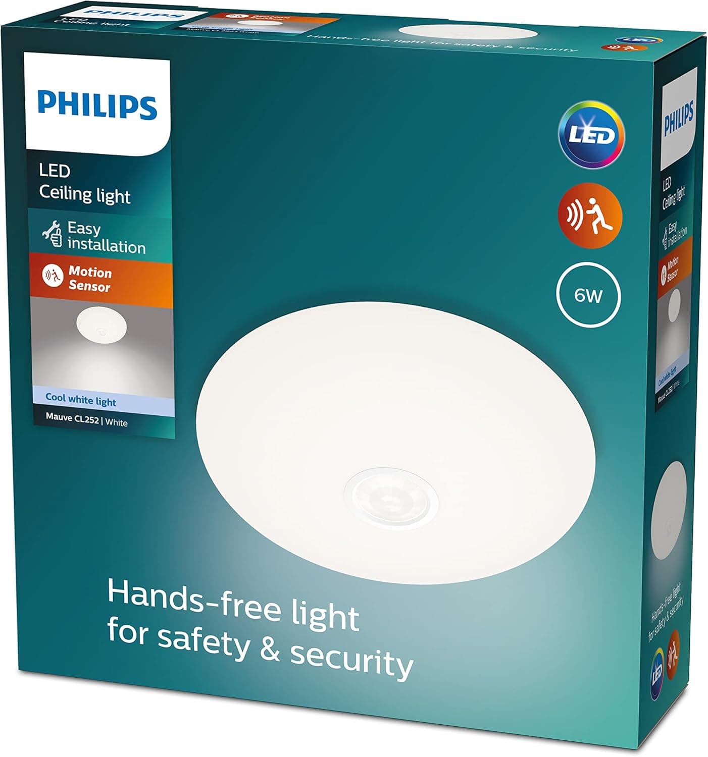 Philips Mauve Hareket Sensörlü Yuvarlak Tavan Lambası 6W 4000K Gün Işığı