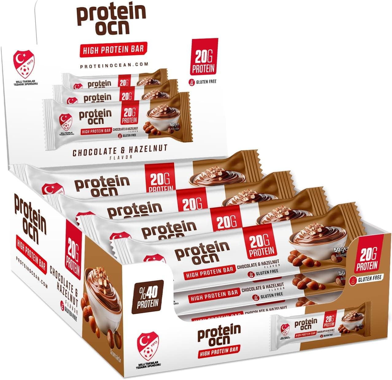 Proteinocean Protein Bar Chocolate-Hazelnut Aromalı- 50 gr x 12 adet