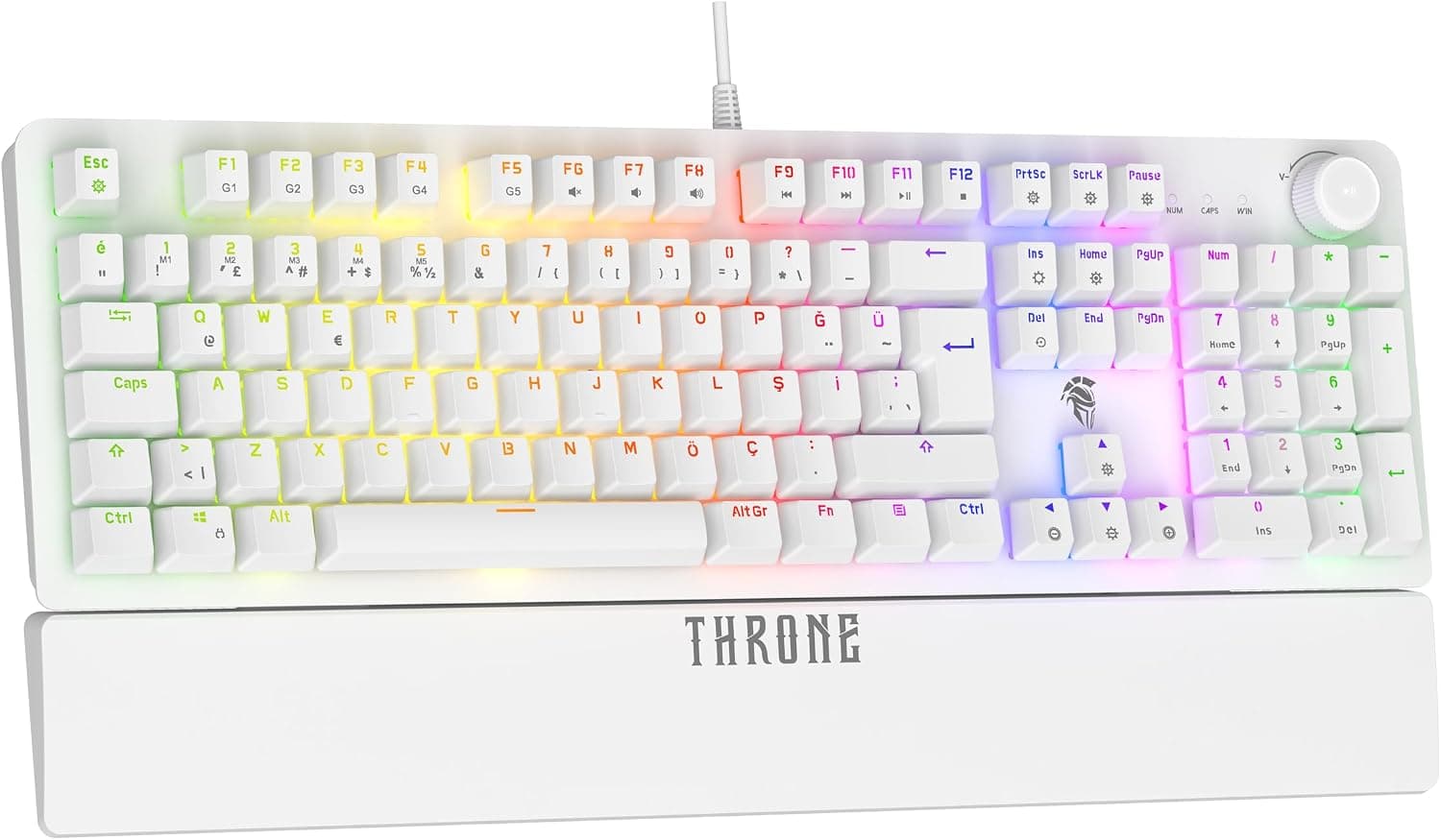 Throne Lumina K1 Chromatic ARGB Işıklandırma - Makro Yazılımlı - Red Switch - Bilek Destekli Mekanik Klavye