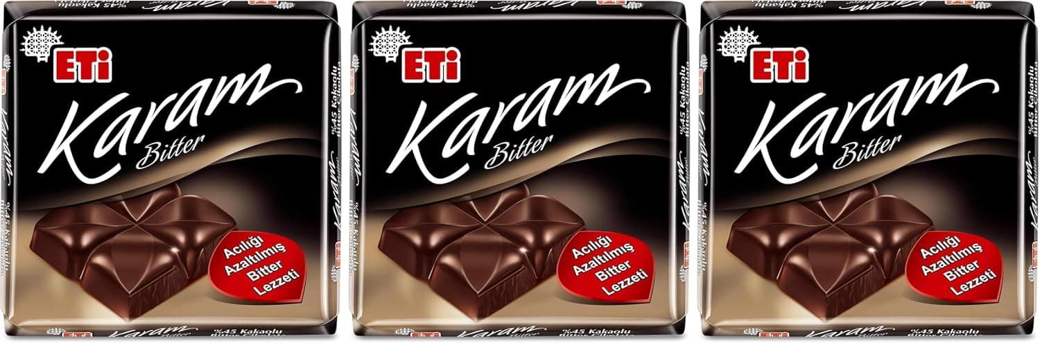 Eti Karam%45 Kakaolu Bitter Çikolata 60 g 3lü paket