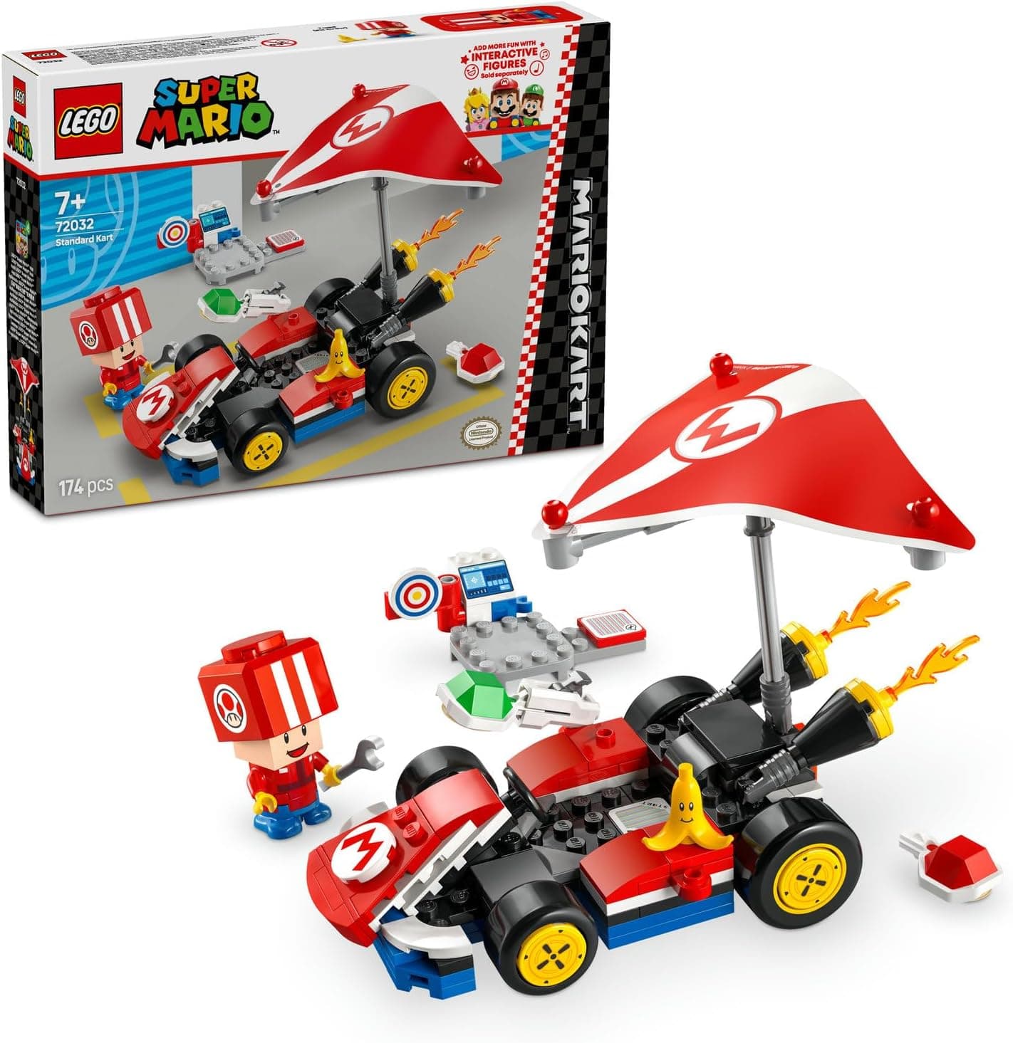 LEGO Super Mario: Mario Kart – Standart Kart 72032, 7 Yaş ve Üzeri Erkek ve Kız Çocukları için Yaratıcı Oyuncak Yapım Seti, Toad Figürü ve Fazlası, Doğum Günü Hediyesi (174 Parça)