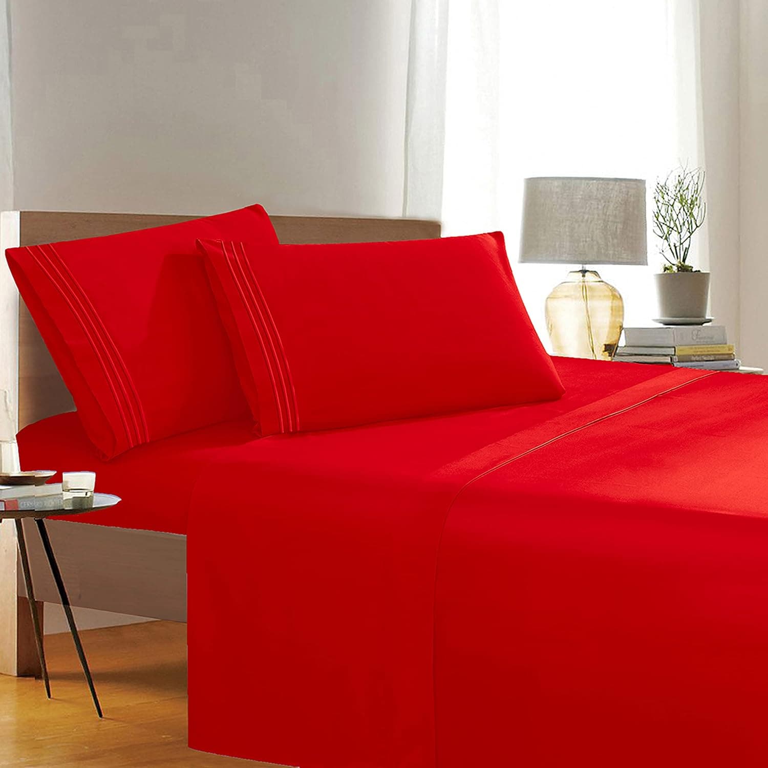 Elegant Comfort 1500 İplik Sayısı Kırışmaya ve Solmaya Dayanıklı Mısır Kalitesi 4 Parça Nevresim Takımı Ultra Yumuşak Lüks Set Düz Çarşaf, Lastikli Çarşaf ve 2 Yastık Kılıfı içerir, İkiz, Egzotik