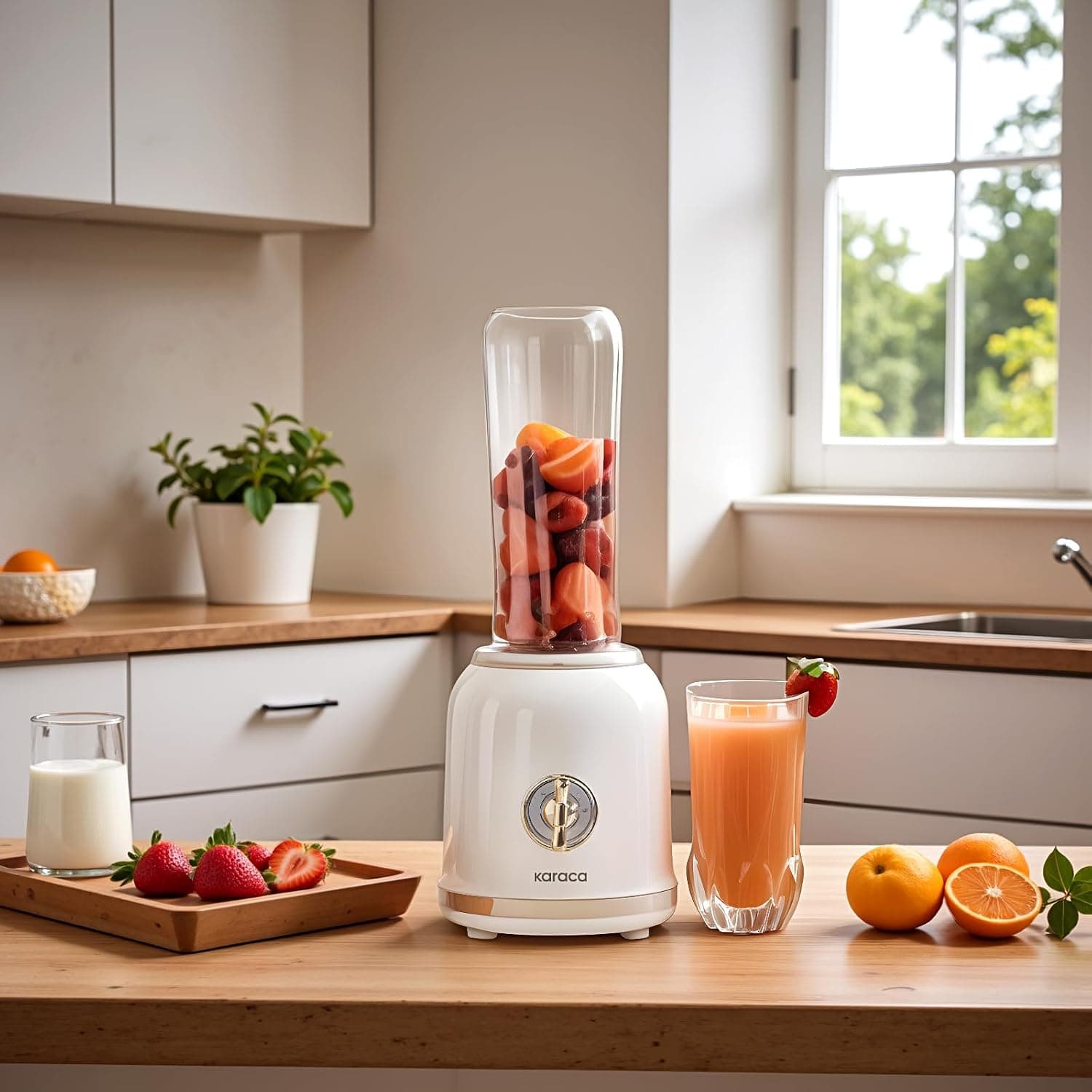 Karaca Retro Personal Kişisel Smoothie Blender Cream