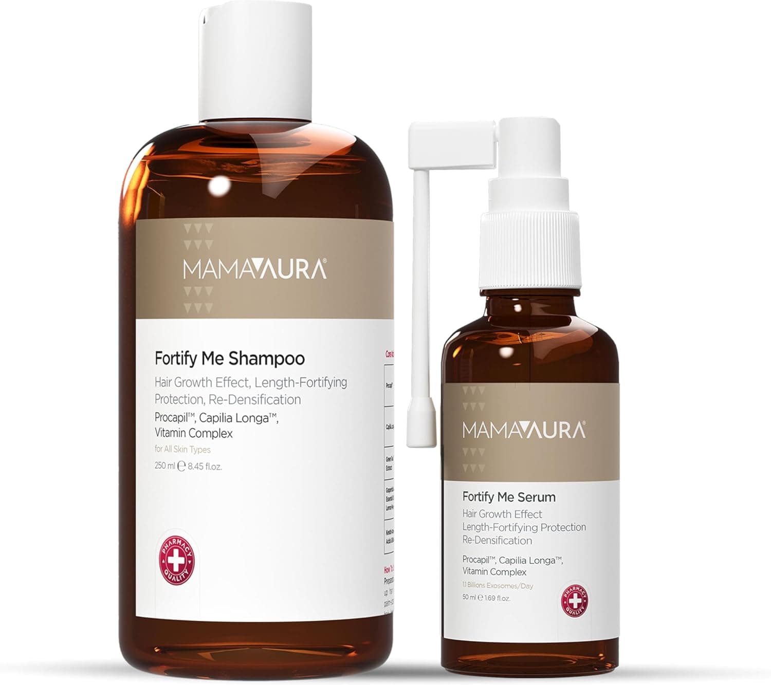 Mamaaura Fortify Me Set, Saç Dökülme Görünümünü Azaltmaya Yardımcı, Procapil ve Capilia Longa İçeren Saç Kökü Destekleyici Şampuan & Serum Seti