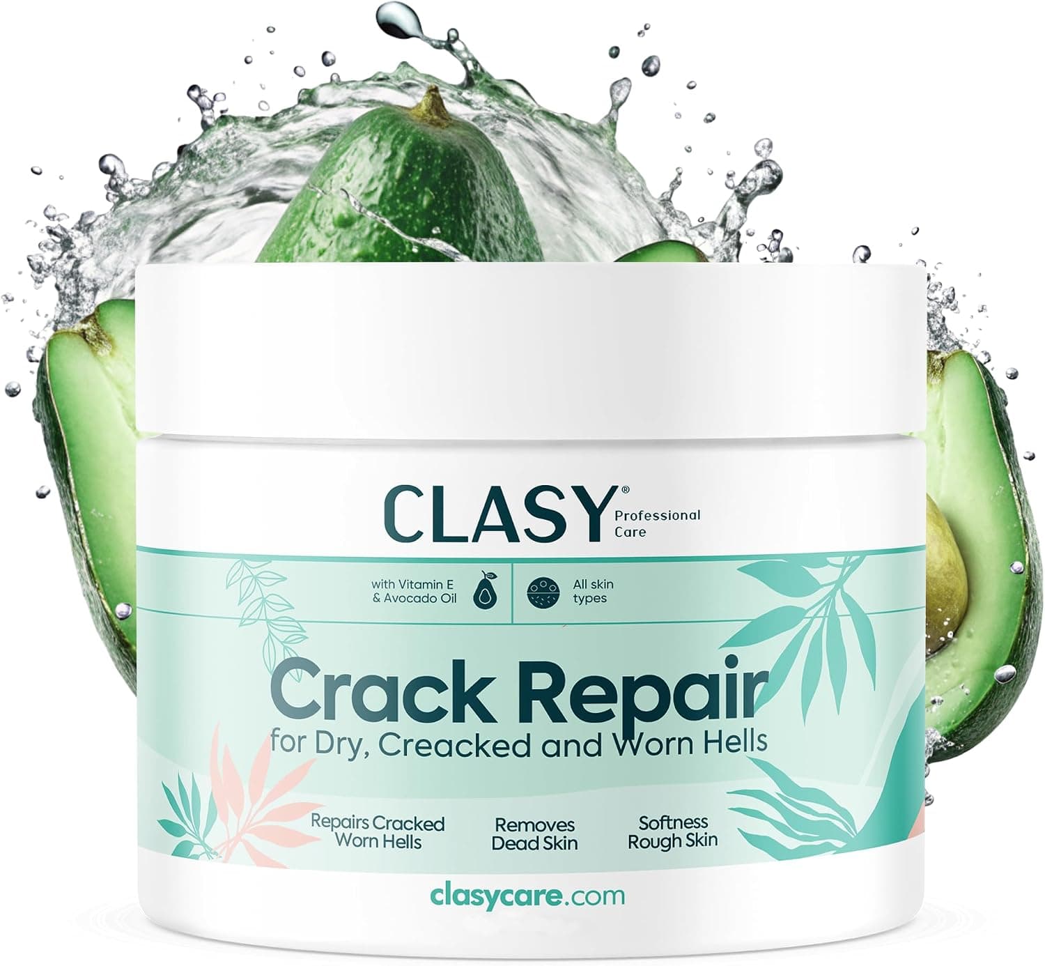 CLASYCARE Topuk Çatlağı Kremi – Kuru ve Çatlamış Topuklar için – E Vitamini ve Avokado Yağlı Topuk Kremi – Nasır, Sert ve Ölü Deriler için Nemlendirici Ayak Bakım Kremi – 100 ml