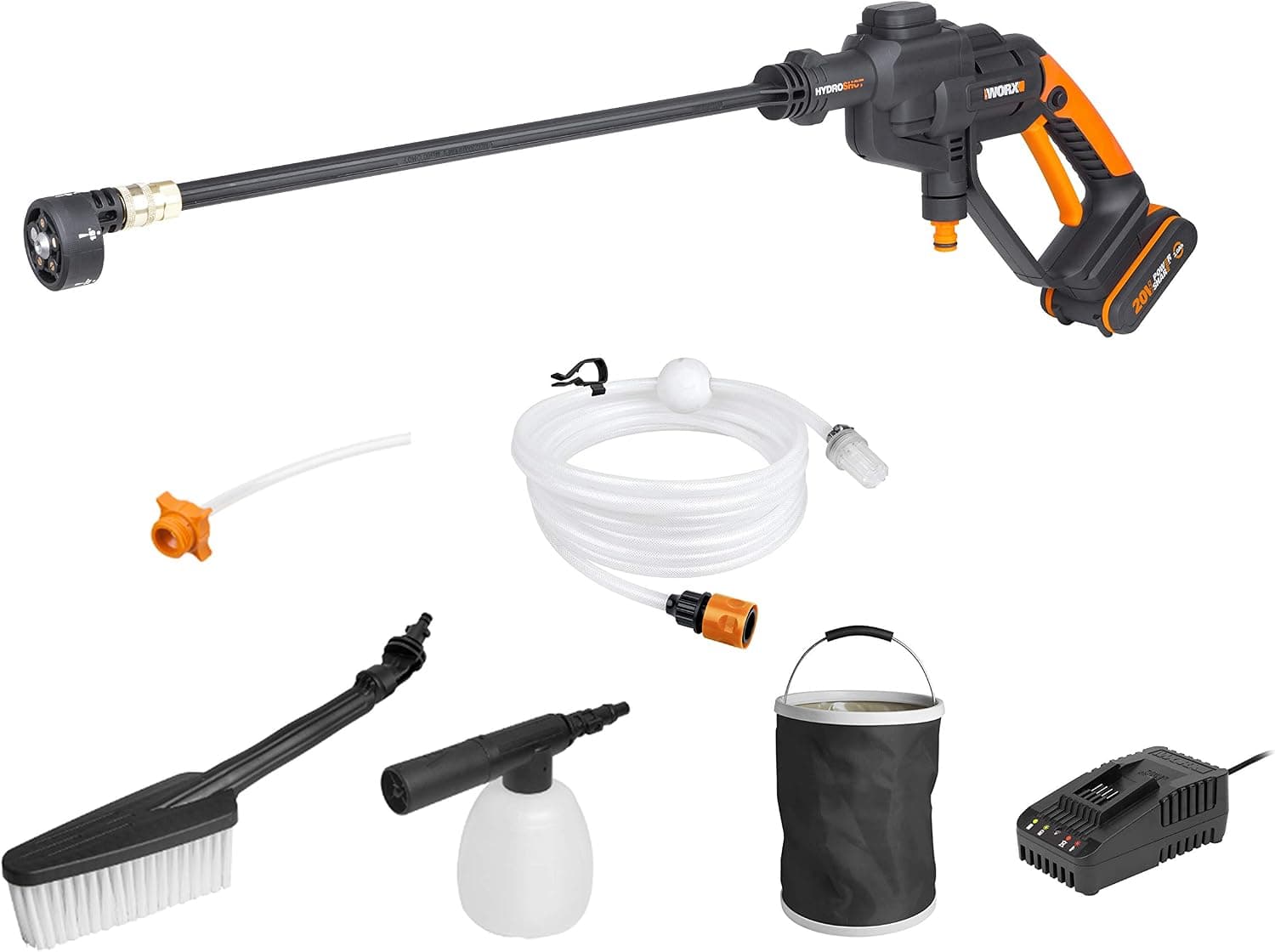 WORX WG620E.2 20Volt 2.0Ah. Li-ion 24 Bar Basınçlı Yıkama Tabancası + 4 Parça Yıkama Seti