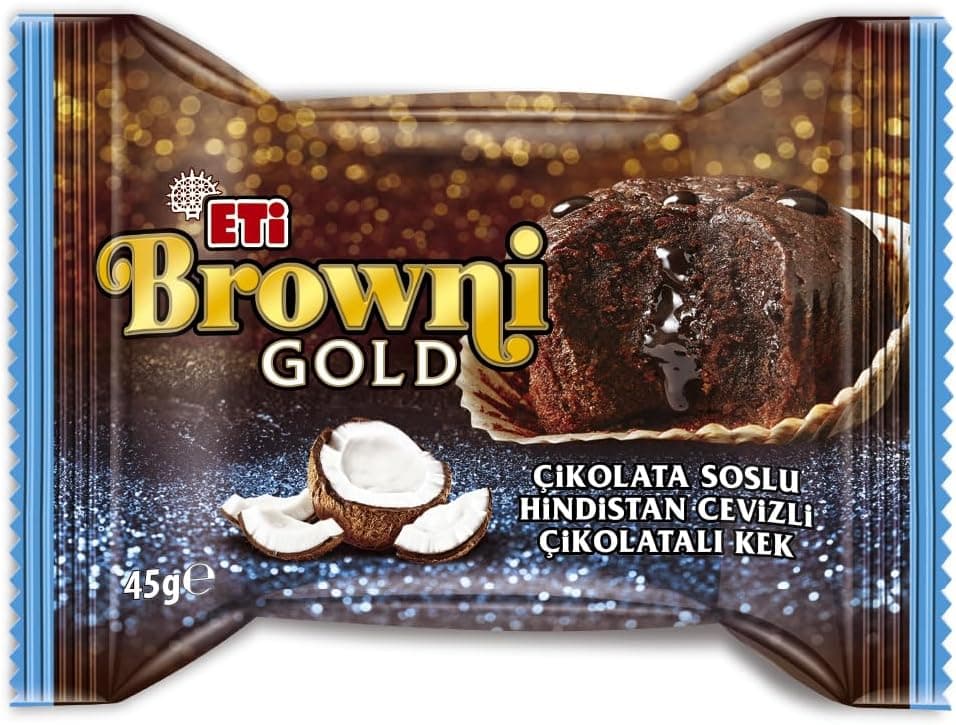 Eti Browni Gold Çikolatalı Soslu Hindistan Cevizli Çikolatalı Kek 45 Gram