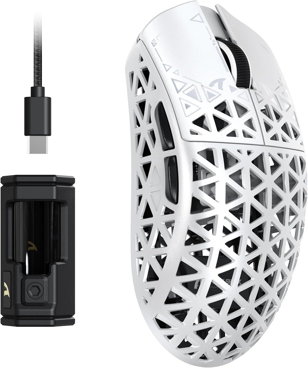 ATTACK SHARK R5 Ultra Karbon Fiber HyperSpeed Kablosuz Gaming Mouse – 39g Süper Hafif, PAW3950MAX Sensör, 42000 DPI, 8000Hz Kablosuz Polling, BT/2.4G/Kablolu USB-C, Windows/Mac Uyumlu – White