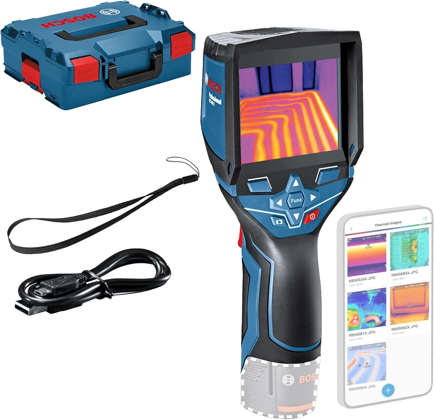 Bosch Professional GTC 400 C Termal Kamera (Çalışma aralığı: -10 °C ila +400 °C, Çözünürlük: 160 x 120 piksel, Mobil Uygulama Fonksiyonu, L-Boxx Çantada, Akü dahil değil)