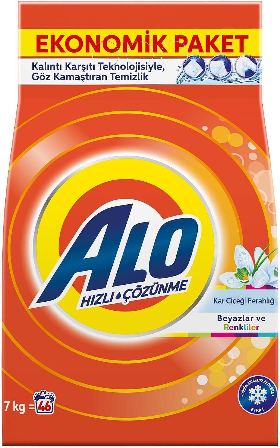 Alo 7 kg Kar Çiçeği Ferahlğı Beyazlar ve Renkliler Hızlı Çözülme Toz Deterjan
