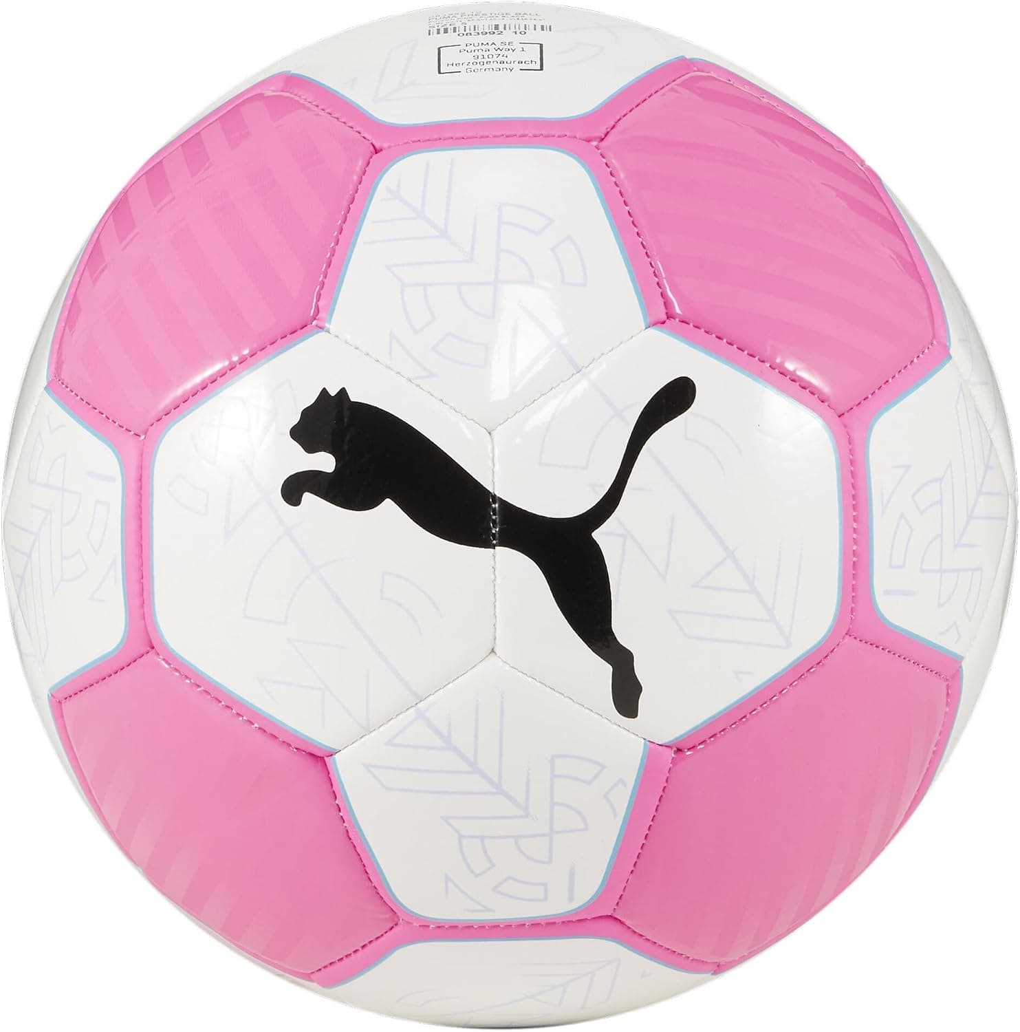 PUMA PUMA PRESTIGE ball Unisex Yetişkin Futbol Topu, White-Poison Pink-Blue, 5