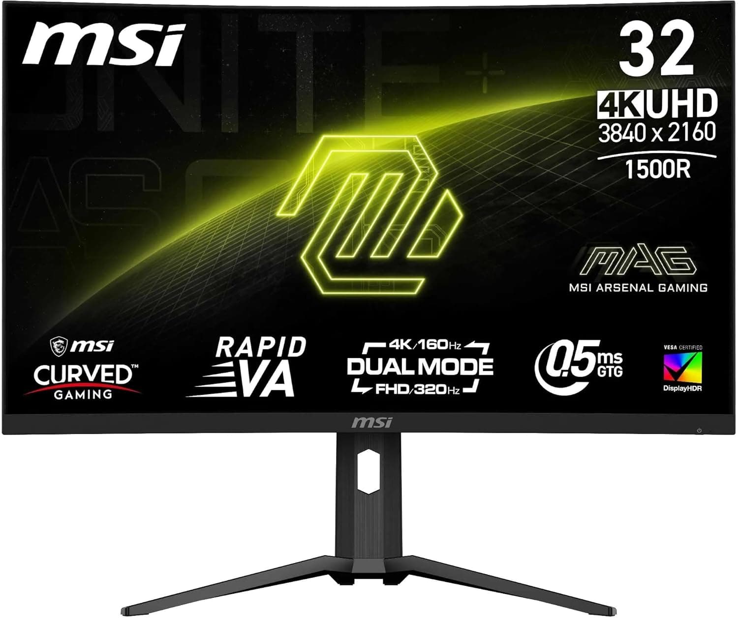 MSI 32" MAG 321CUPDF Gaming Monitör, WQHD, Curve 1500R, Rapid VA, 160Hz, 0.5ms (GTG), FreeSync Premium
