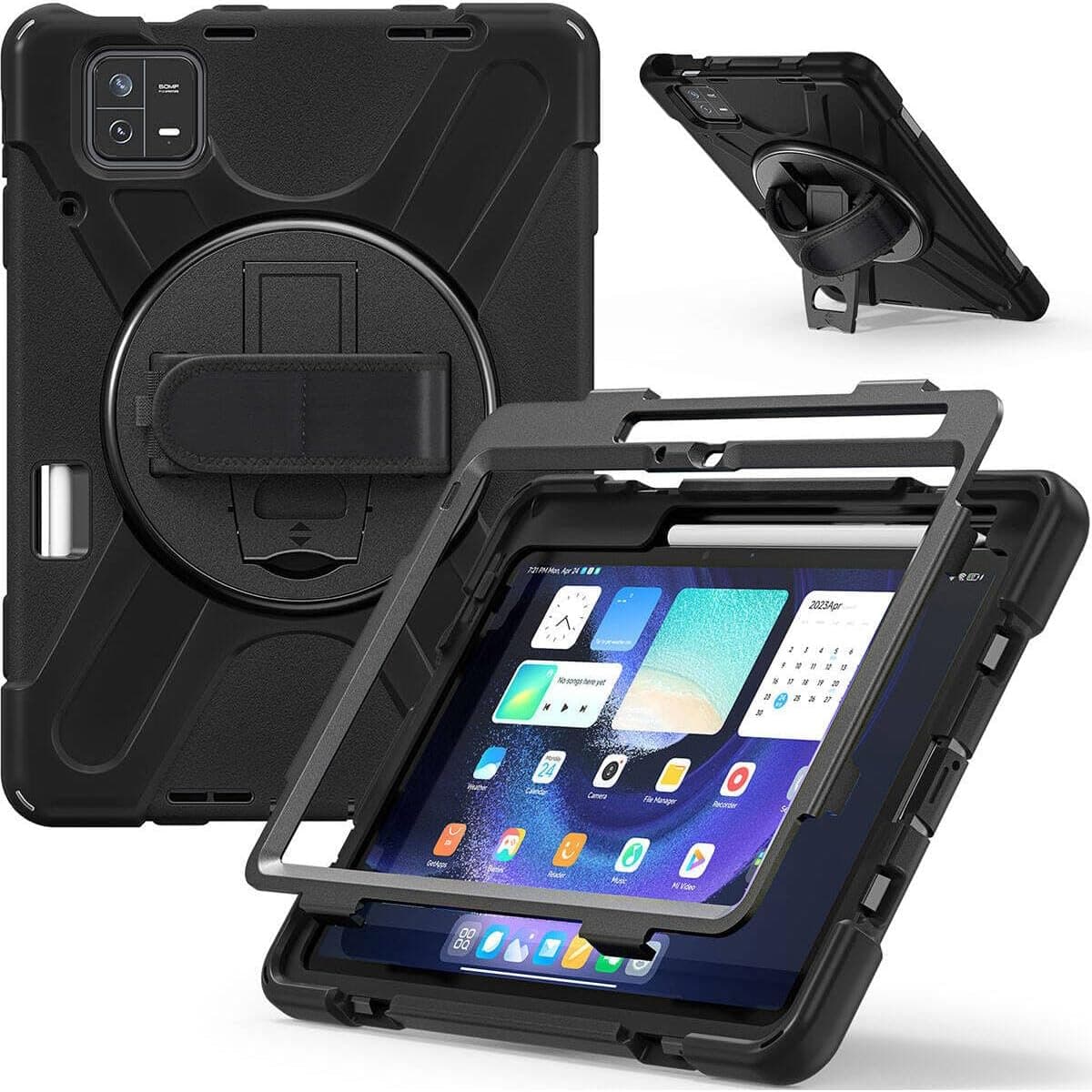 CONSTRAIN - Xiaomi Pad 6 ile Uyumlu Tank Kılıf Omuz Askılı 360 Dönen Standlı Tam Koruma Zırh Kapak
