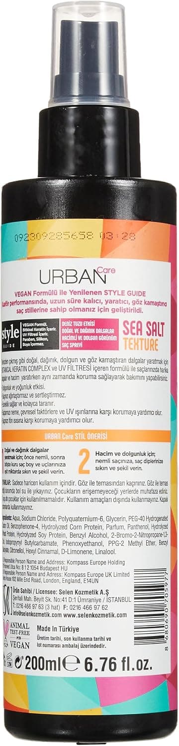 URBAN Care Style Guide Deniz Tuzu Etkili Doğal Dalga Sağlayan Saç Spreyi 200 ml- Vegan 2li paket