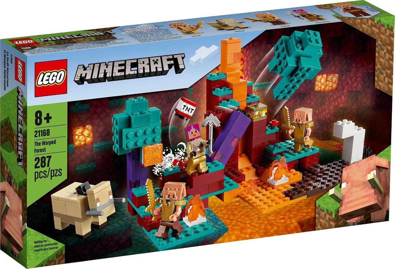LEGO Minecraft Çarpık Orman 21168 Minecraft Nether Oyun Seti; Çarpık Ormanda Eğlenceli Ve Yaratıcı Bir Yapım Oyuncağı Seti (287 Parça)