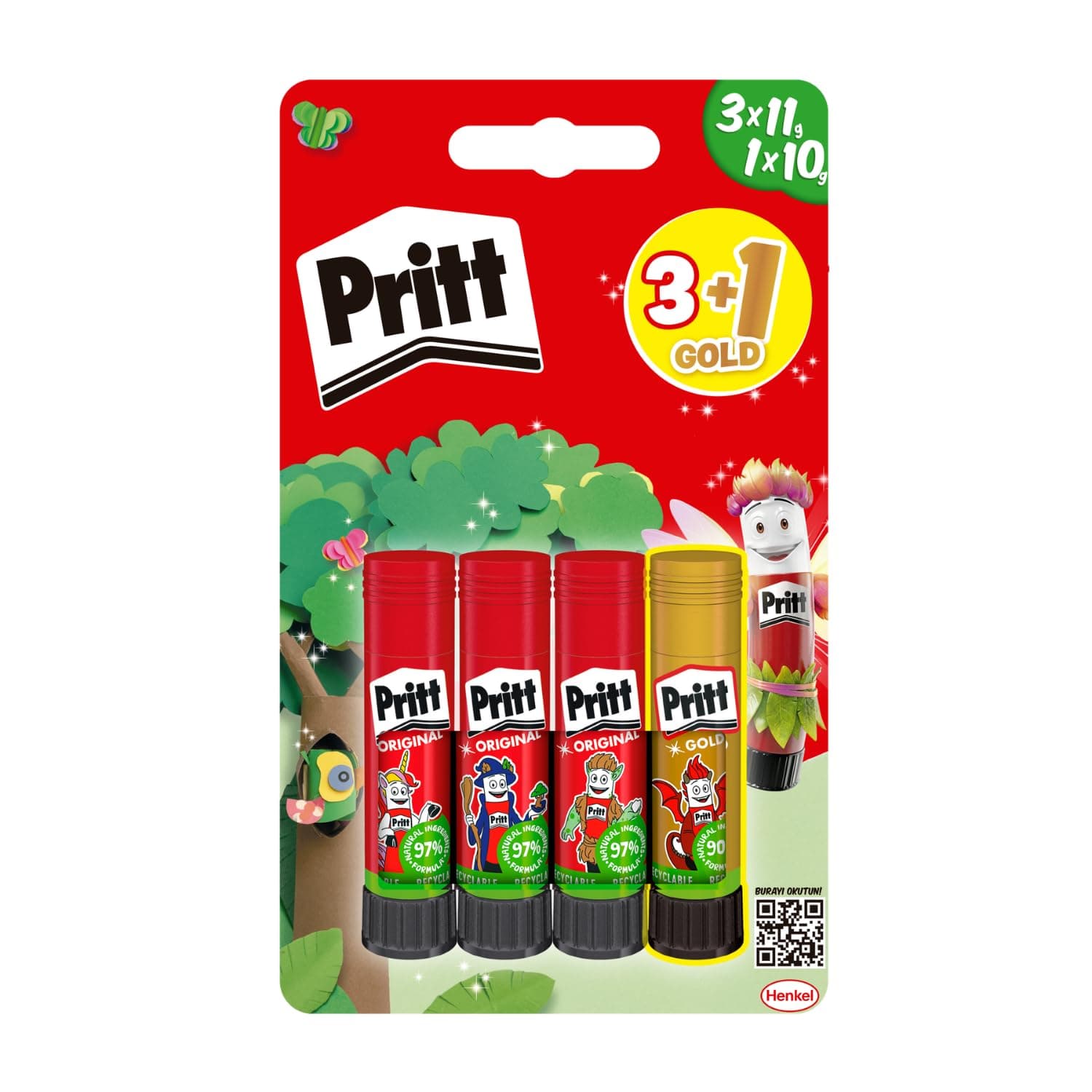 Pritt Stick Yapıştırıcı 3x11g + 10g(Gold)