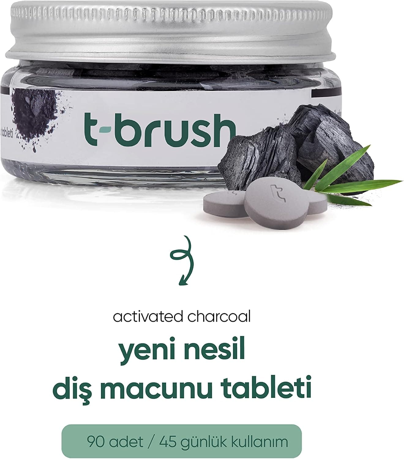 T-Brush Activated Charcoal Florürlü Diş Macunu Tableti (90 Tablet)
