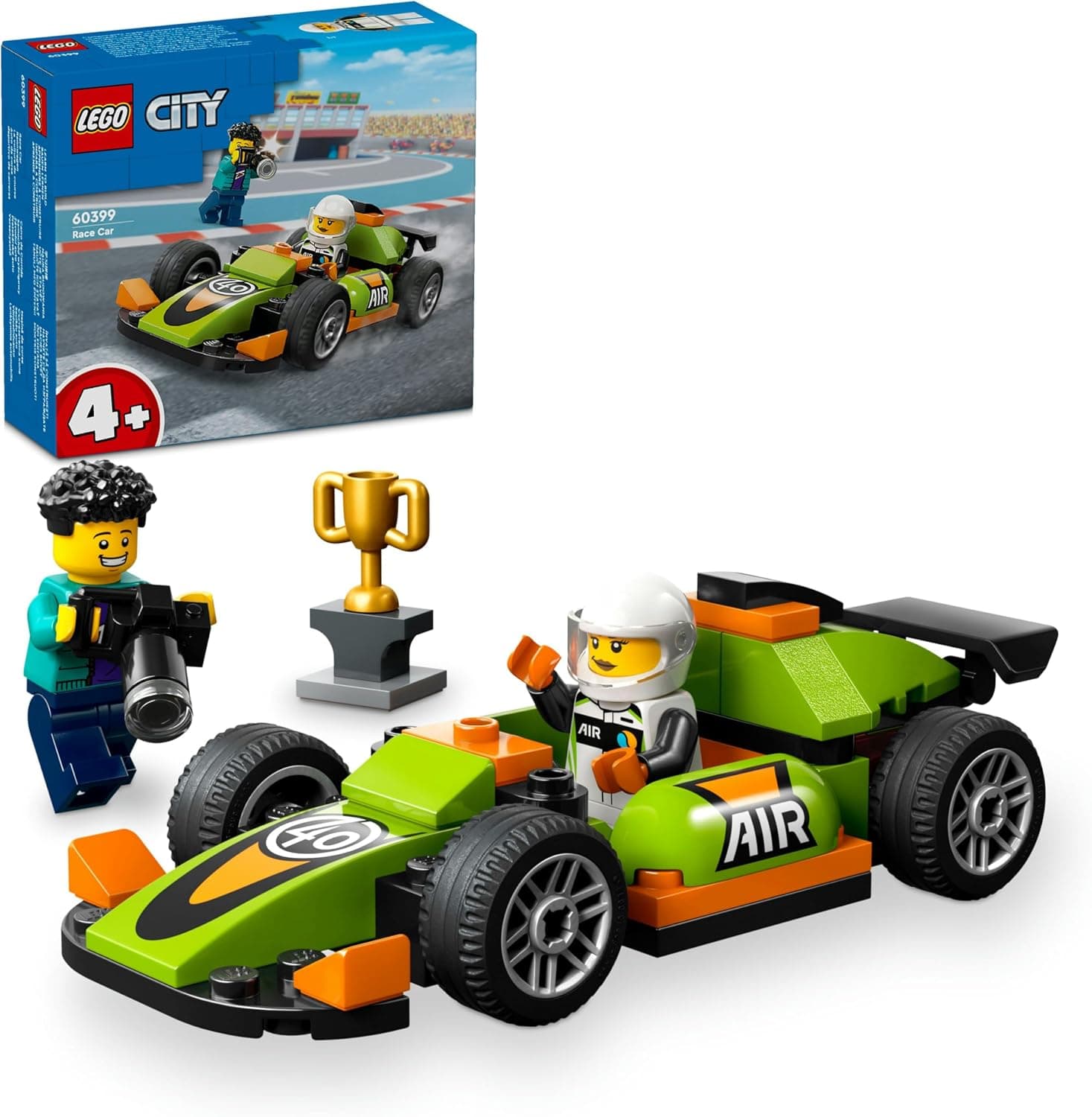 LEGO City Yeşil Yarış Arabası 60399-4 Yaş ve Üzeri Çocuklar için Oyuncak Yarış Aracı İçeren Yaratıcı Oyuncak Yapım Seti (56 Parça)
