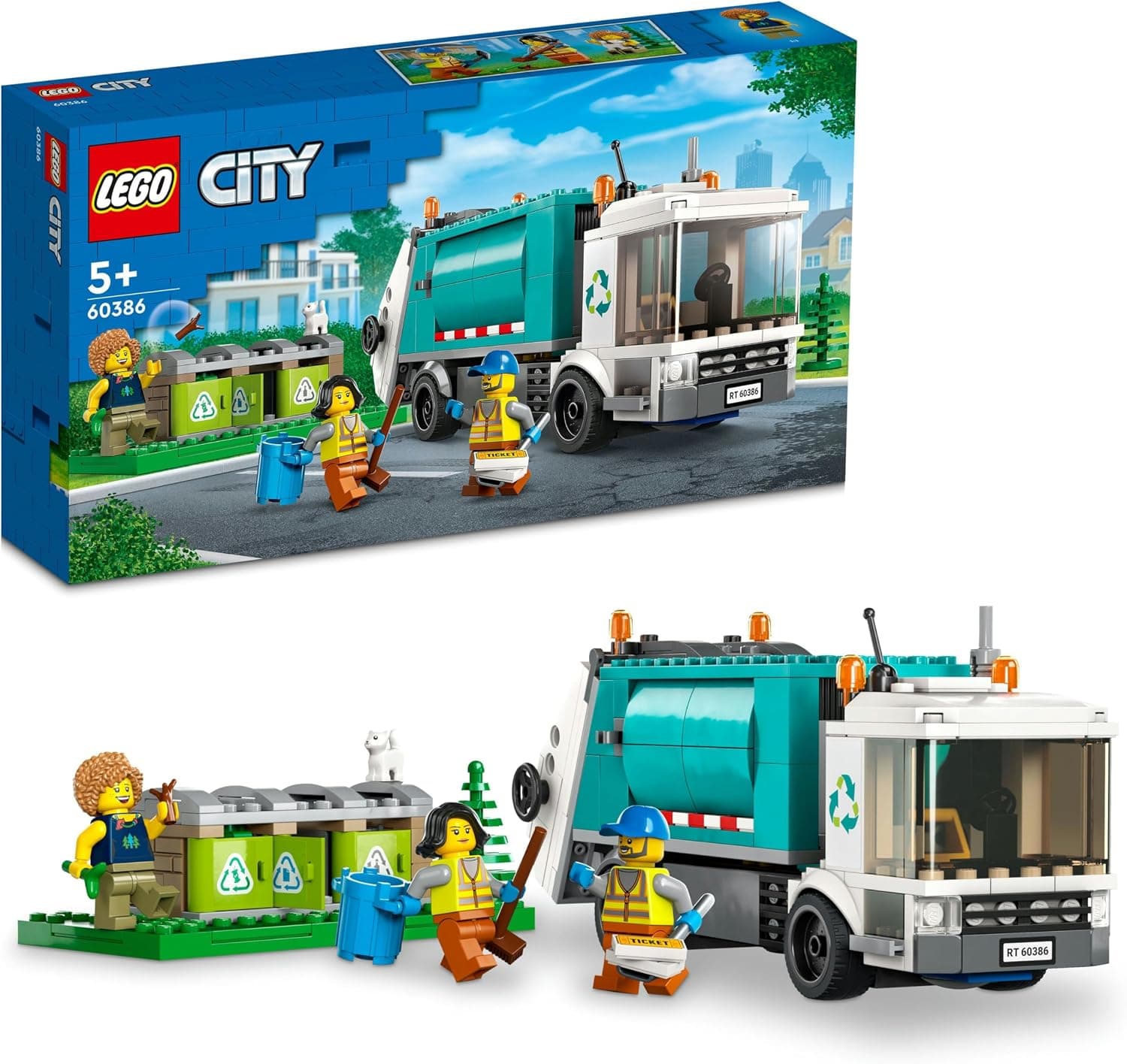 LEGO® City Geri Dönüşüm Kamyonu 60386-5 Yaş ve Üzeri Çocuklar için Oyuncak Yapım Seti (261 Parça)