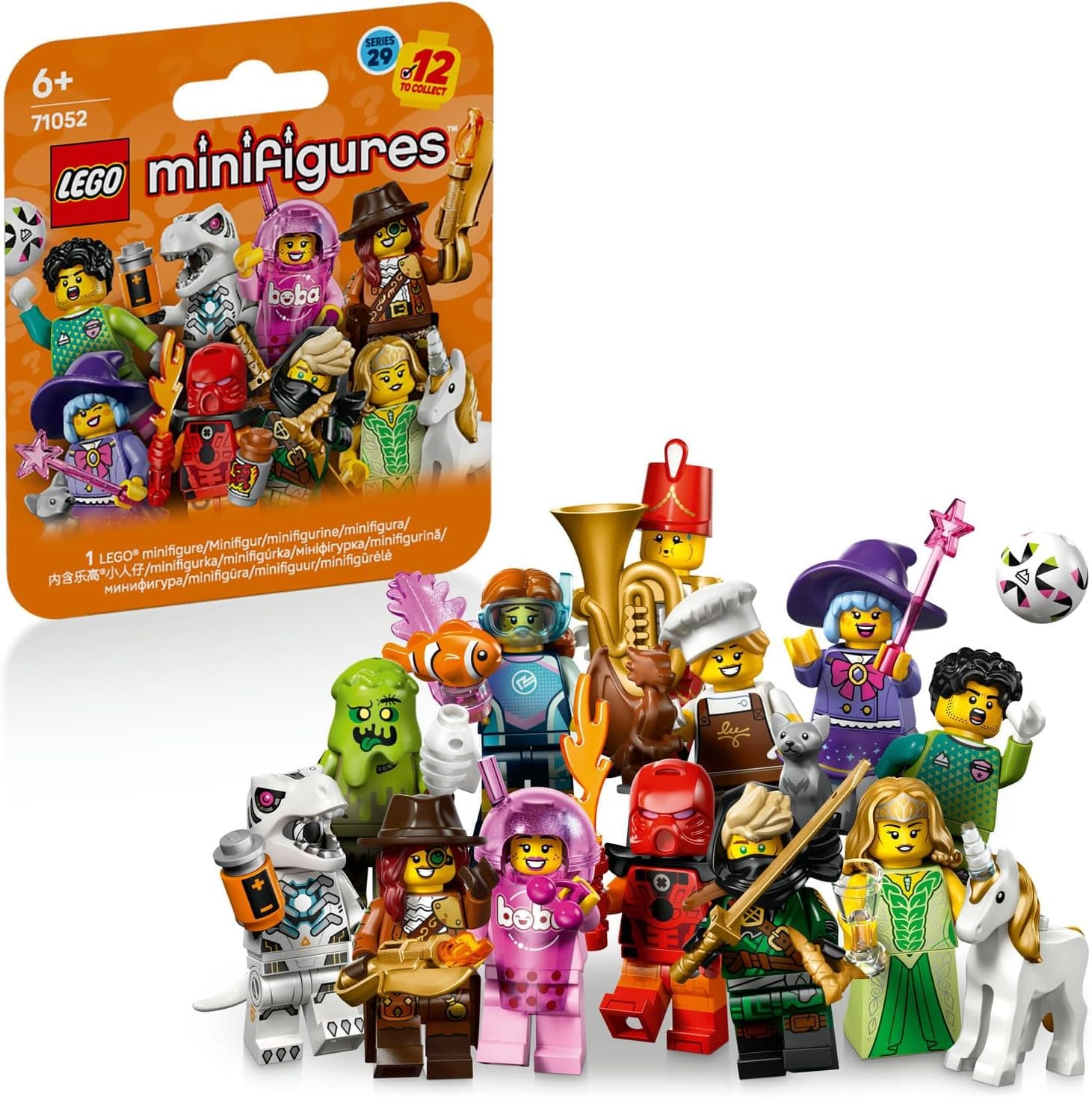 LEGO Minifigures Seri 29 71052-6 Yaş ve Üzeri Kız ve Erkek Çocuklar için Aksesuarlarıyla Birlikte Gelen 12 Karakterden 1ini İçeren Yaratıcı Oyuncak Yapım Seti, Sürpriz Hediye Fikri (8 Parça)