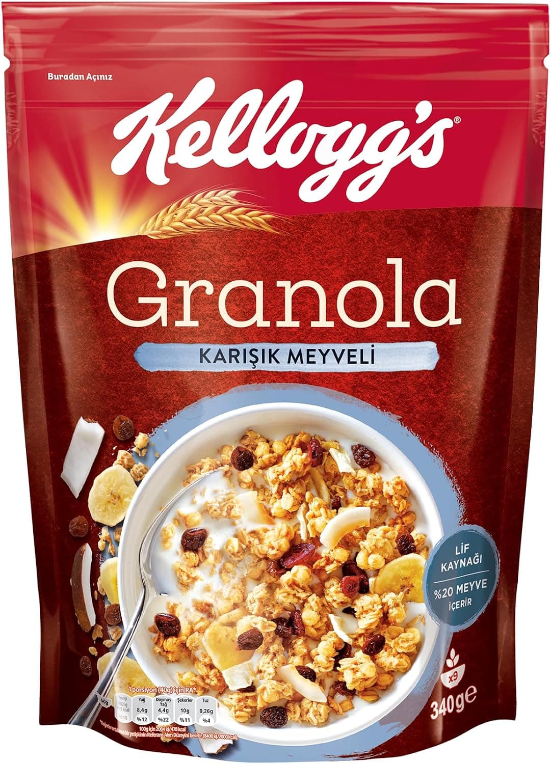 Kelloggs Granola Meyveli 340 Gr