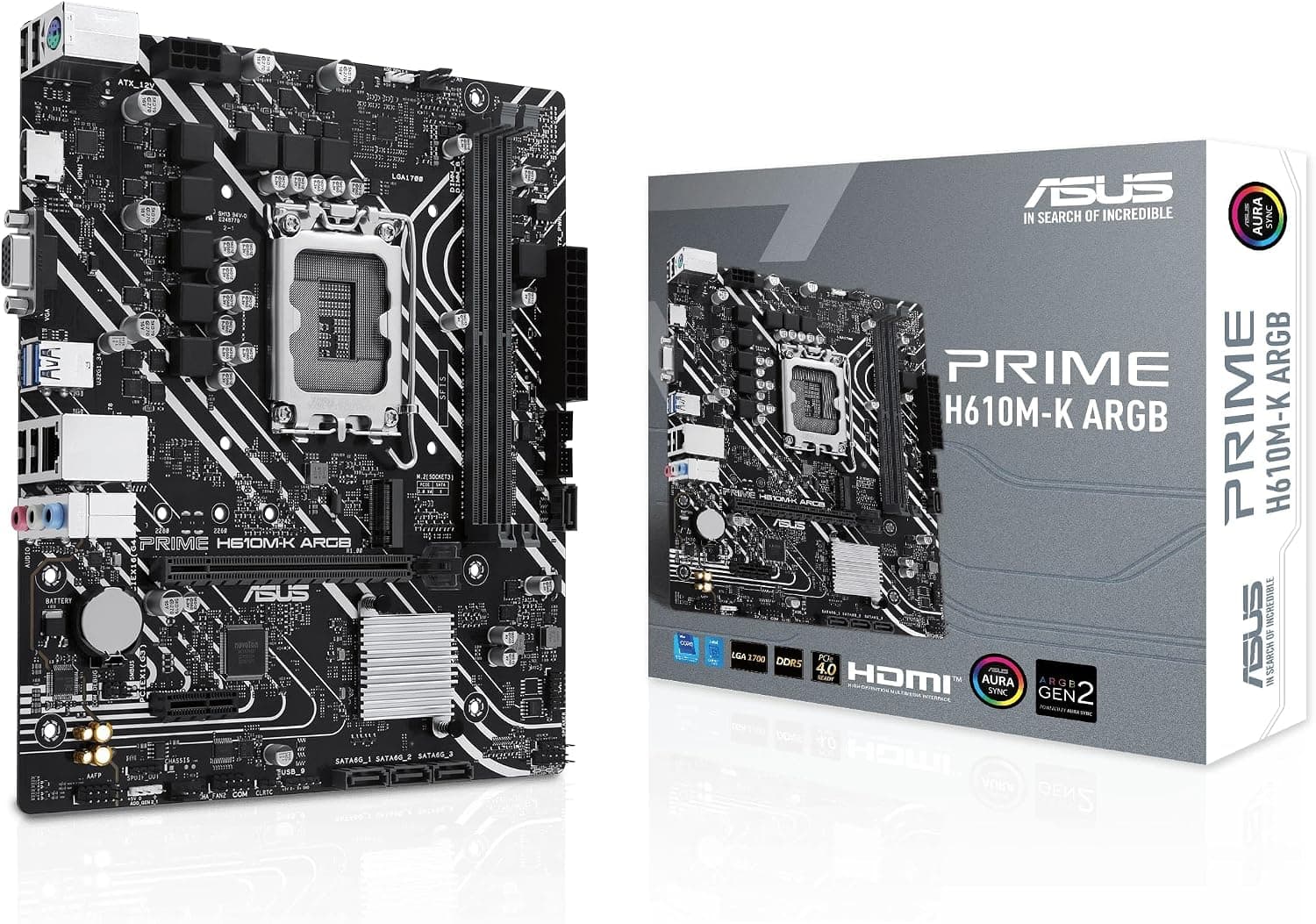 Asus Prime H610M-K ARGB Intel Soket LGA1700 DDR5 5600MHz mATX Gaming (Oyuncu) Anakart