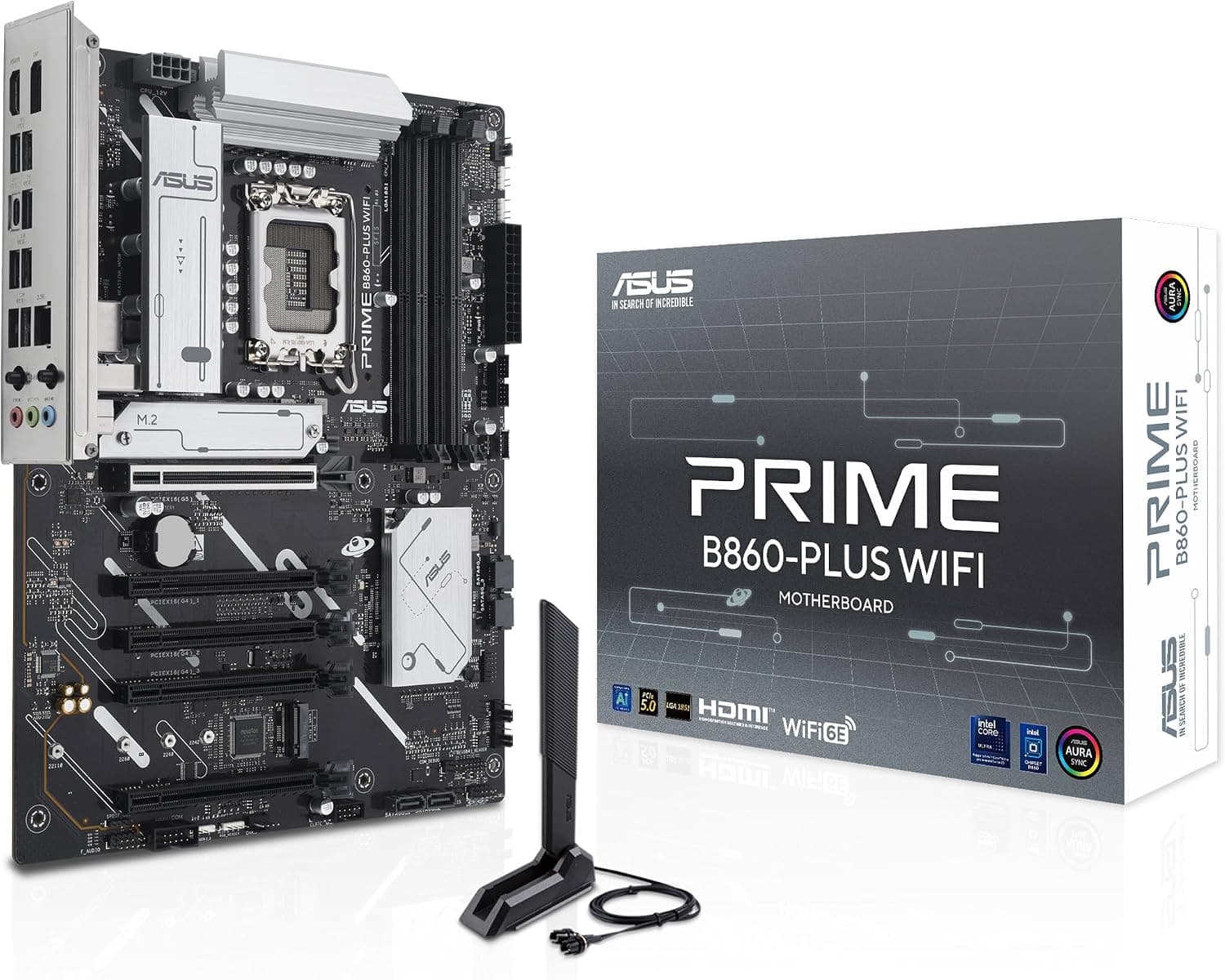 ASUS PRIME B860-PLUS WIFI Intel B860 LGA1851 DDR5 8200 DP HDMI 2x M2 USB3.2 Gen 2x2 WiFi 6E + BT AURA RGB 2.5Gbit LAN ATX 8+1+1 Güç Aşamaları, 1xGen5 M.2, Ready for Advanced AI PC