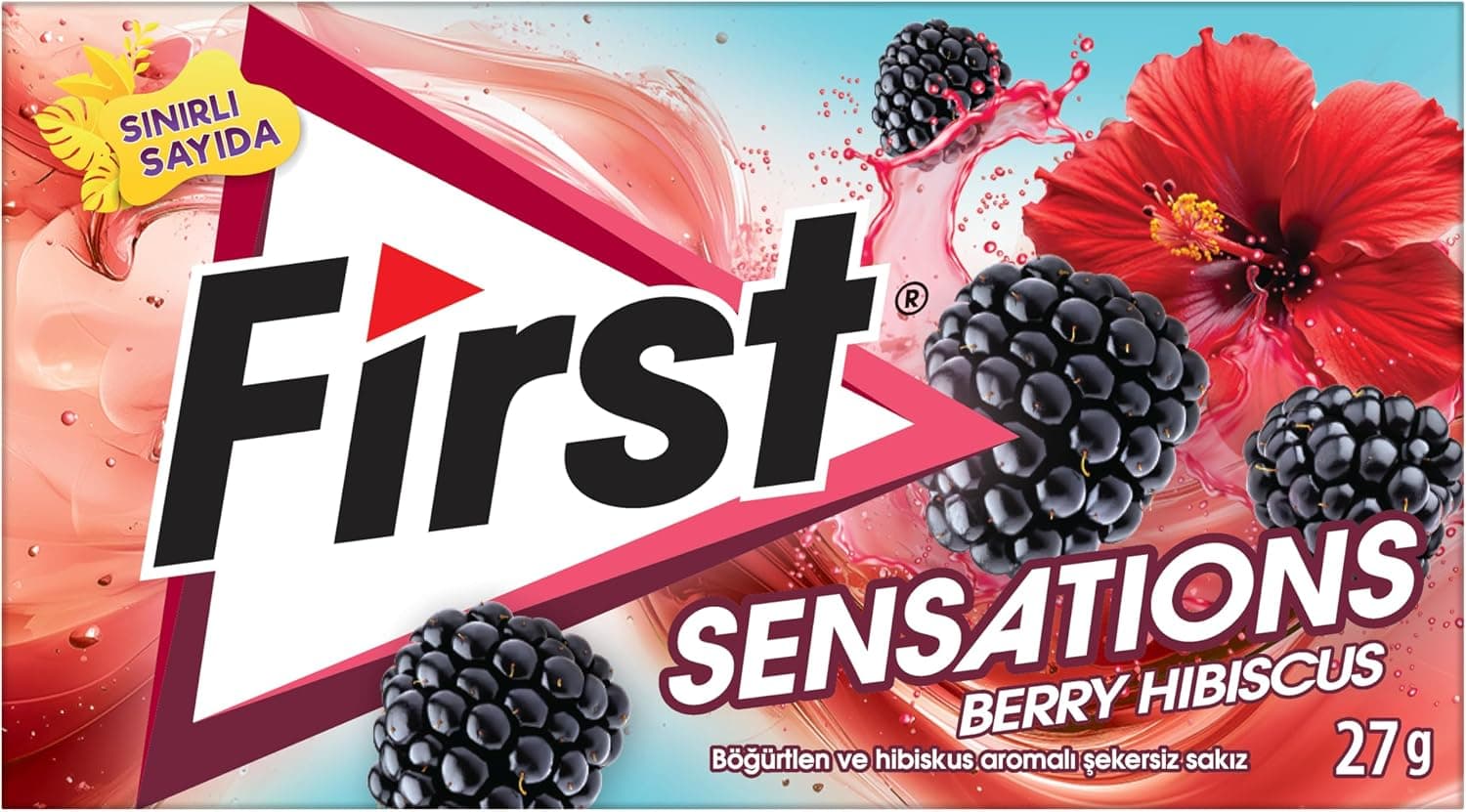 First Sensations Böğürtlen ve Hibiskus Aromalı Şekersiz Sakız 27g