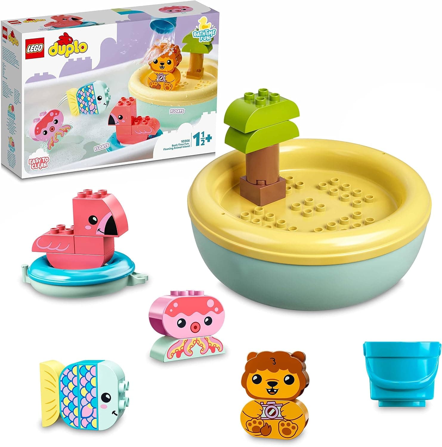 LEGO® DUPLO® İlk Banyo Zamanı Eğlencesi: Yüzen Hayvan Adası 10966-18 Ay ve Üzeri Okul Öncesi Yaştaki Çocuklar için Oyuncak Yapım Seti (20 Parça)