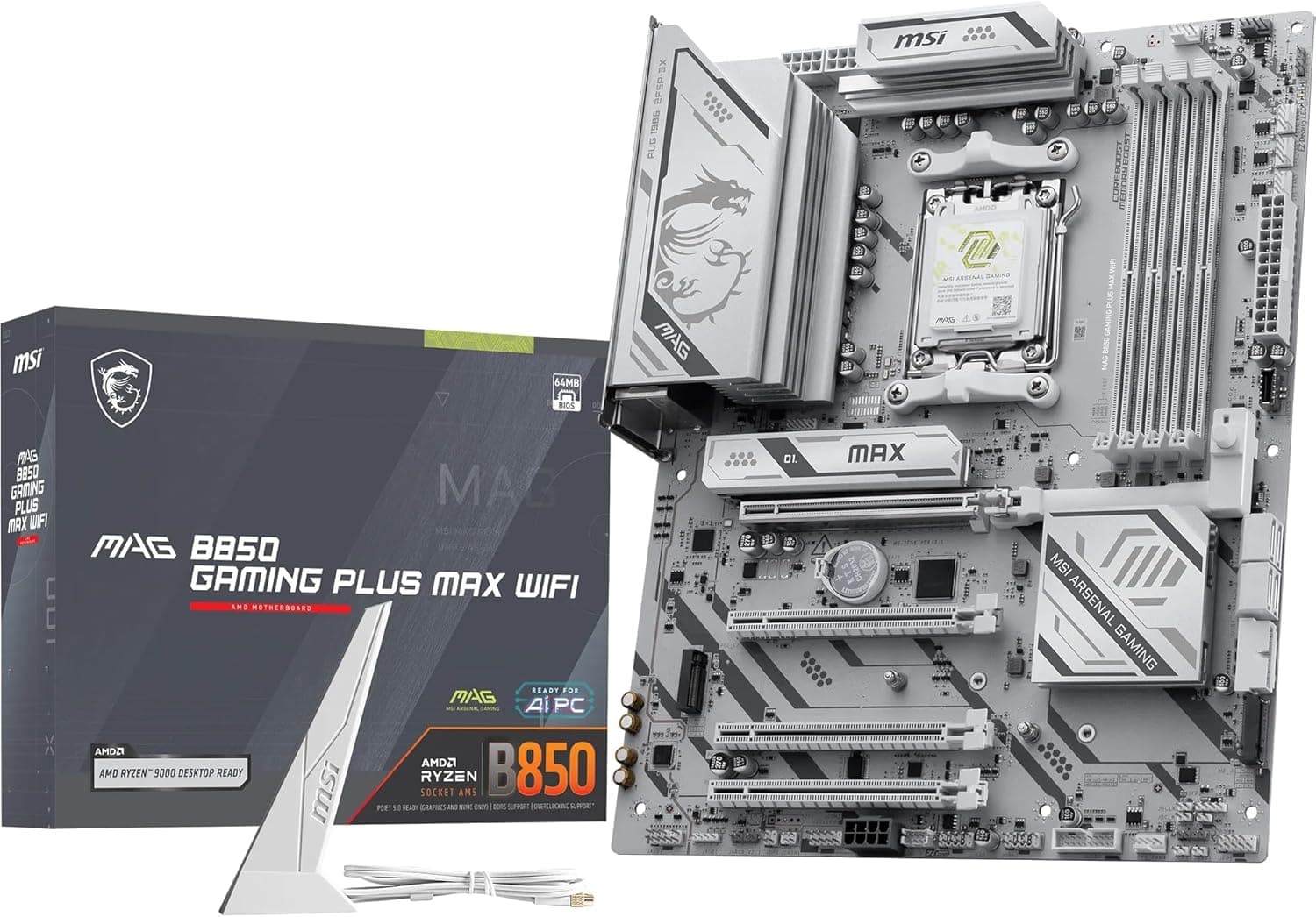 MSI MB MAG B850 GAMING PLUS MAX WIFI AM5 DDR5 8200MHZ(OC) DP 3x M.2 USB 10Gbs 5G LAN WI-FI 7 ATX
