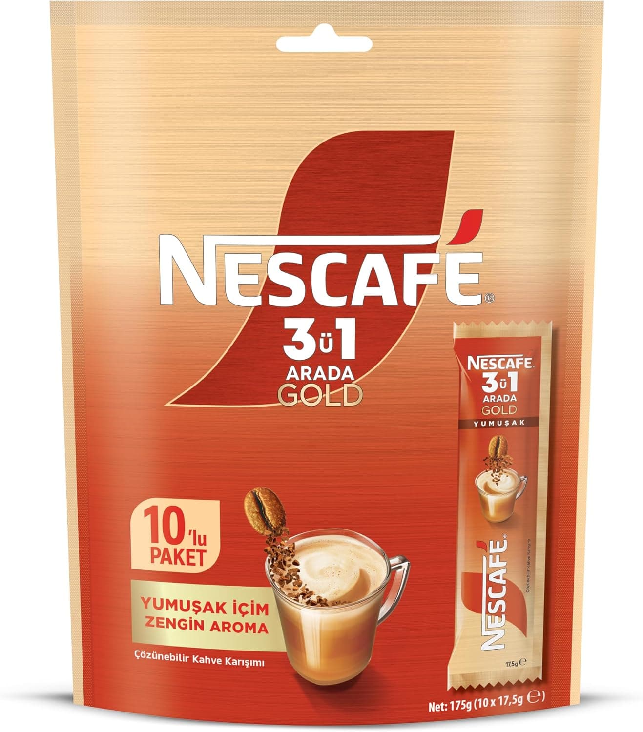 Nestle Nescafe 3ü1 Arada Gold Yumuşak 10lu Çoklu Paket 10x 17,5 g