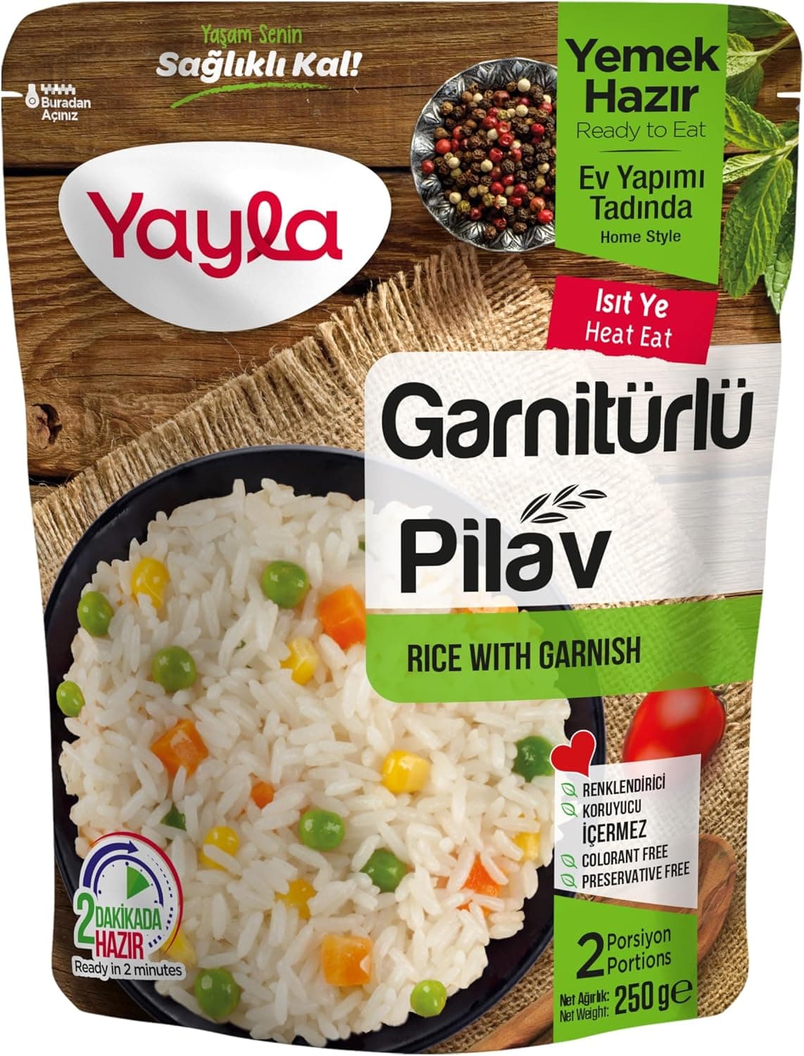 yayla Garnitürlü Pirinç Pilavı, 250 gr Tekli Paket