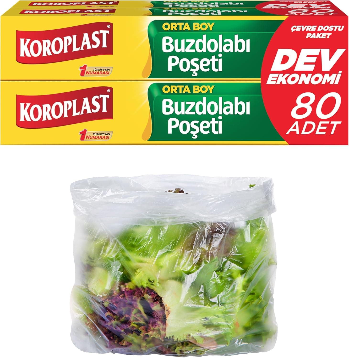 Koroplast Orta Boy Buzdolabı Poşeti Dev Ekonomi 80’li, Yeni Ekonomik Buzdolabı Poşeti Orta Boy 24x35 cm, BPA İçermez, Sızdırmaz Saklama Torbası, Meyve, Sebze, Yemek, Et, Tavuk, Gıda Saklama Torbası