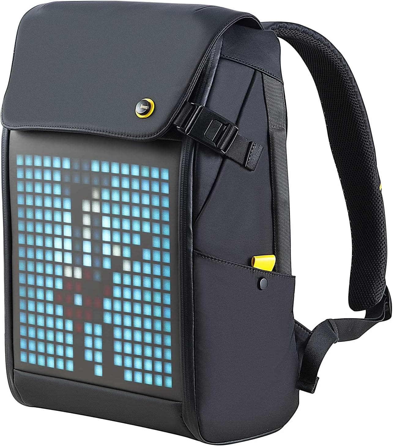 DIVOOM Pixoo Pixoo Pixoo Pixoo Art Laptop Sırt Çantası Erkek 15 inç Su Geçirmez Okul Sırt Çantası Laptop Sırt Çantası Kadın Günlük Çantası 16 x 16 RGB LED Ekranlı Erkek Kadın Okul İş Seyahat, Siyah