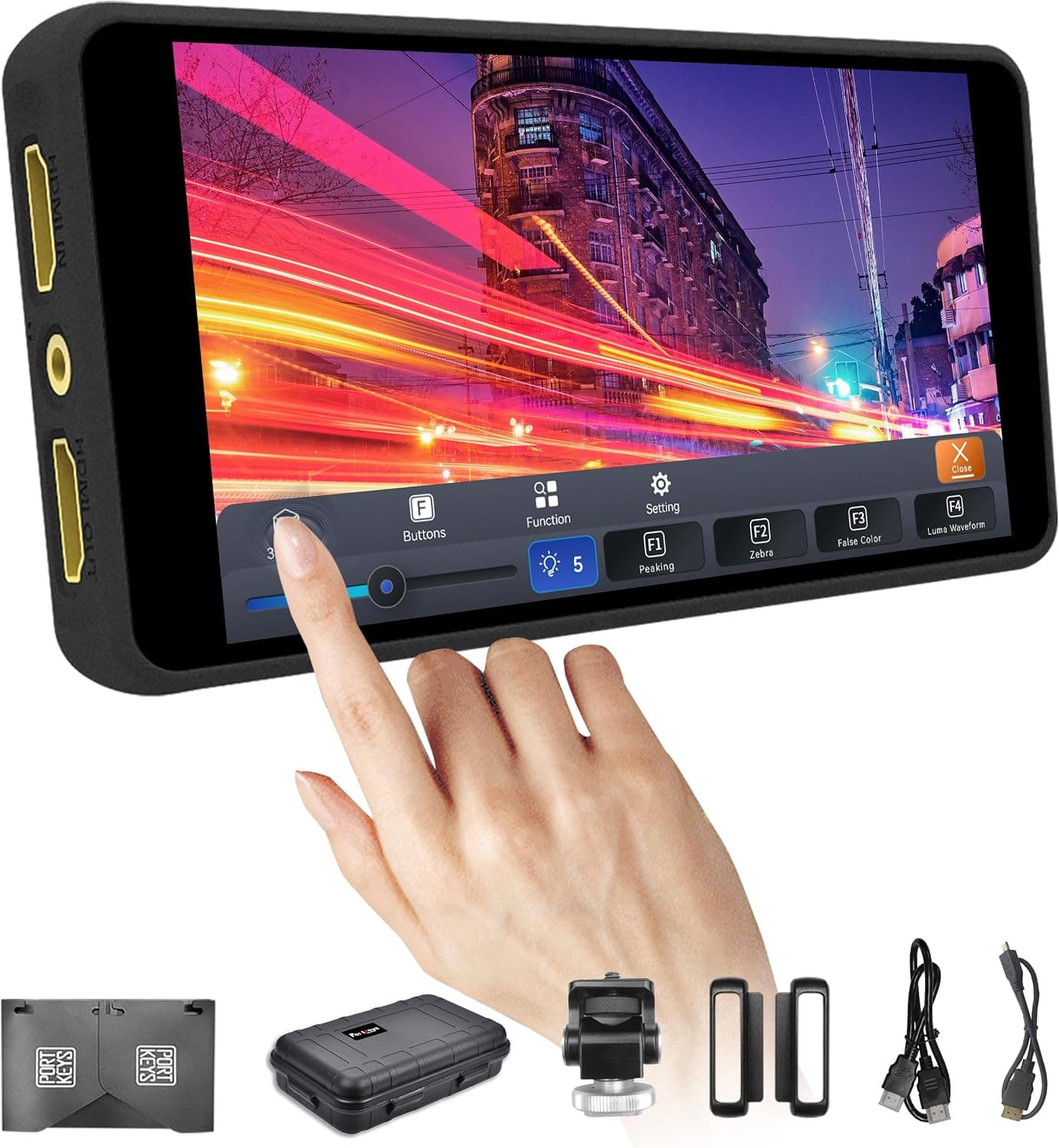 Portkeys PT5 II Dokunmatik Kamera Alan Monitör 5 "4K30P Giriş/Çıkış Geniş Renk Gamı Yeni Peaking 3D LUT Video Assist Luma RGB Dalga Formu DSLR için