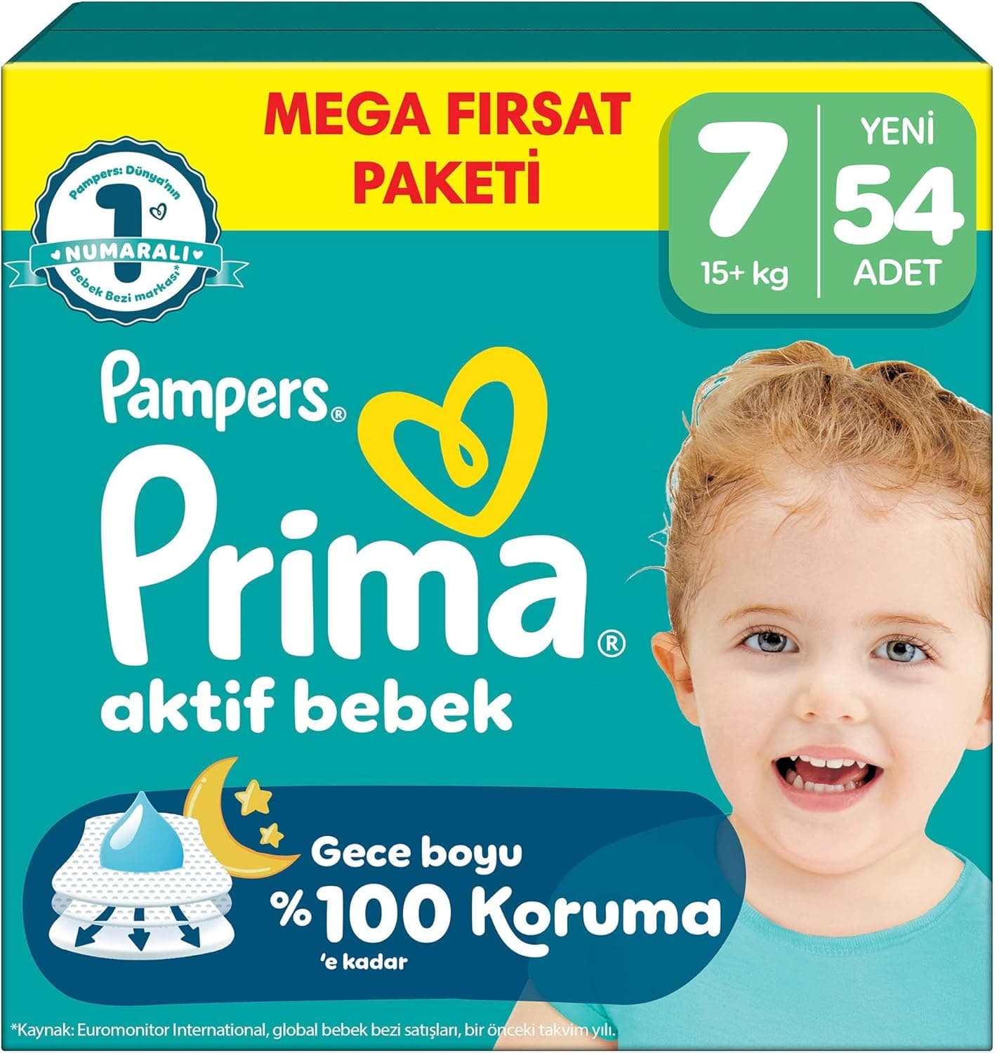 Prima Bebek Bezi Aktif Bebek Mega Fırsat Paketi 7 Beden 54 Adet