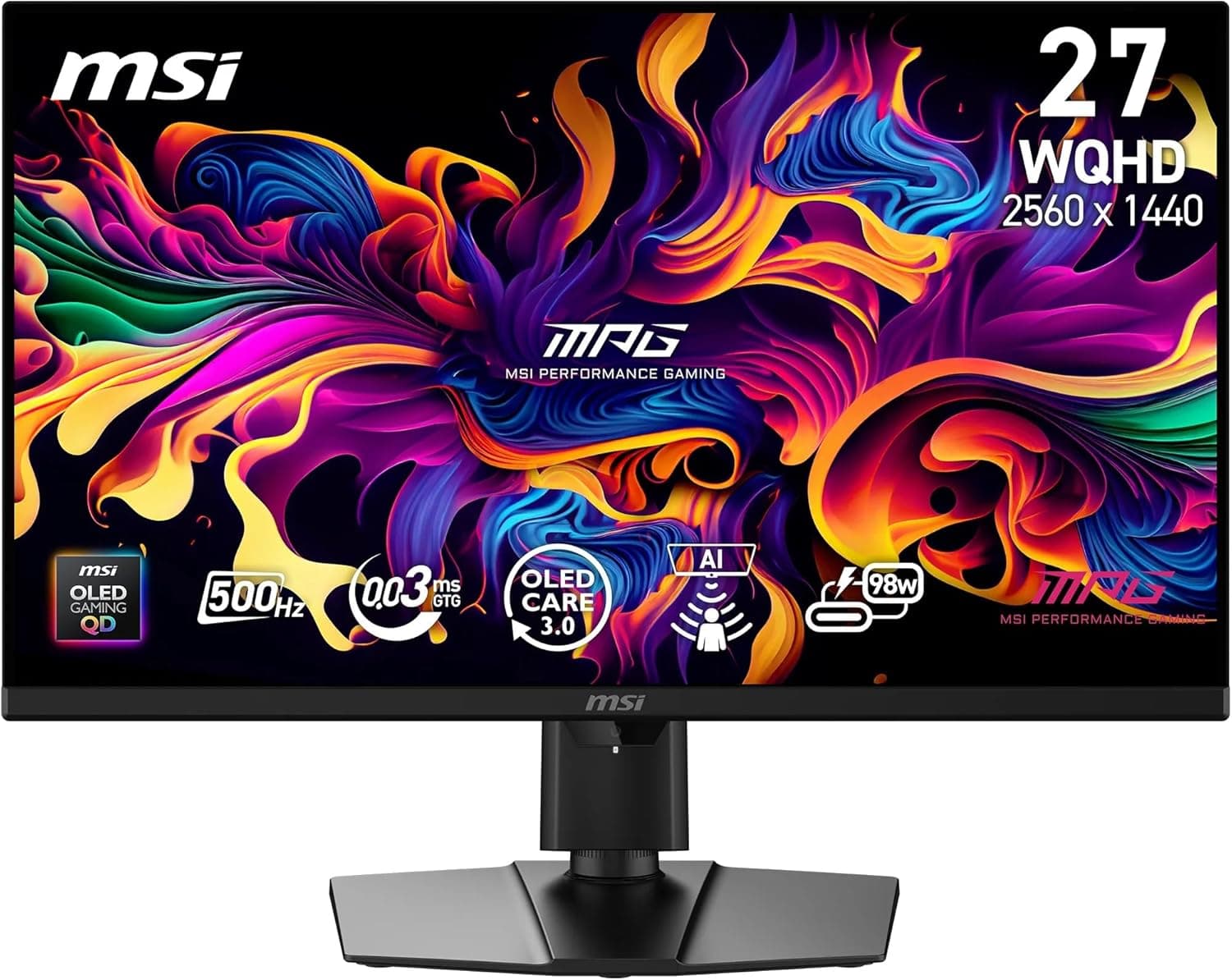 MSI 26.5 MPG 271QR QD-OLED X50, Gaming Monitör, WQHD, 16:9, Flat, QD-OLED, 500Hz, 0.03ms, Adaptive-Sync