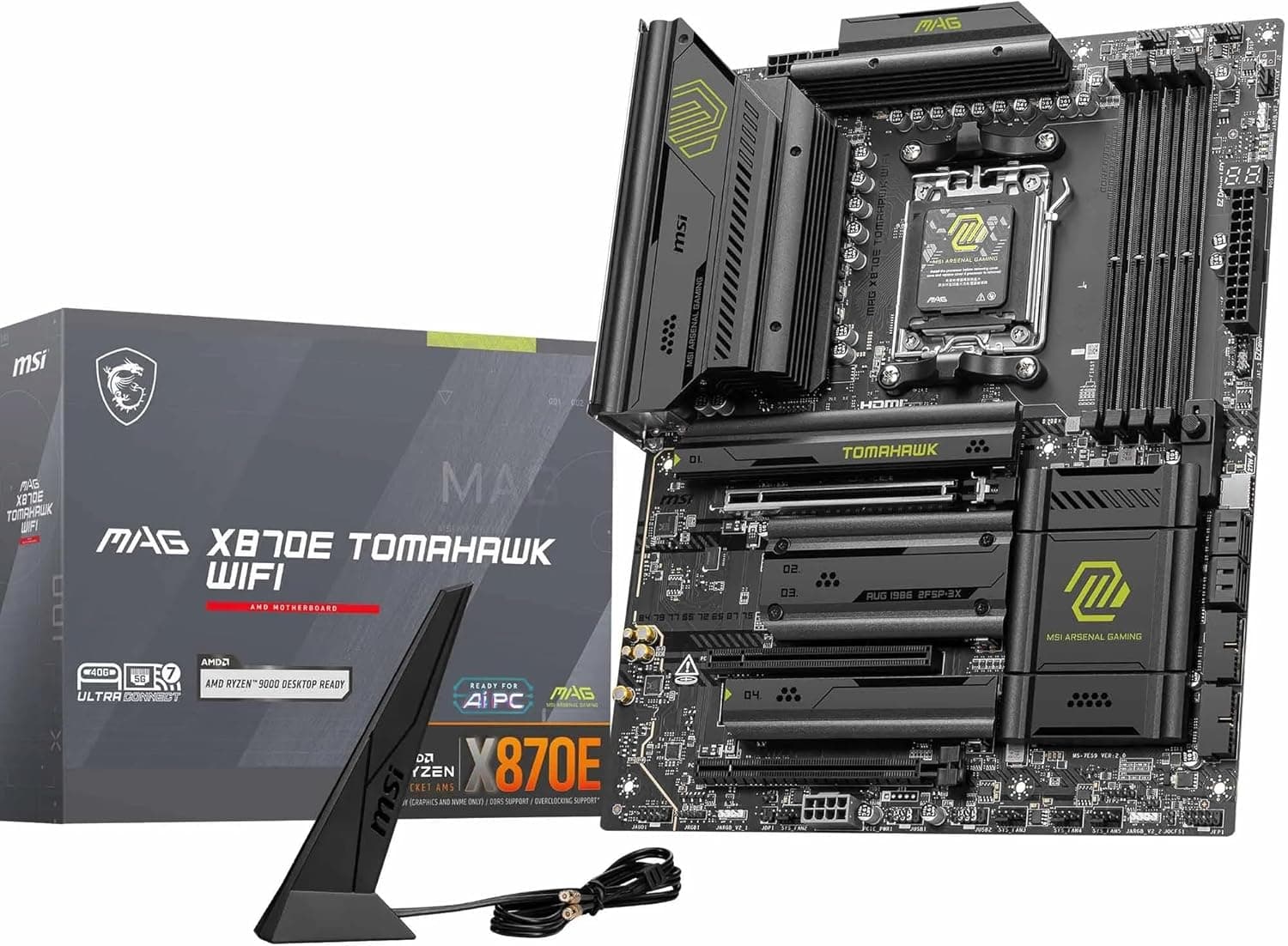 MSI MAG X870E TOMAHAWK WIFI Anakart, ATX - AMD Ryzen 9000/8000 / 7000 İşlemcileri, AM5-80A SPS VRM, DDR5 Bellek Arttırma 8400+ MT/s (OC), PCIe 5.0 x16, M.2 Gen5, Wi-Fi 7, 5G LANı destekler