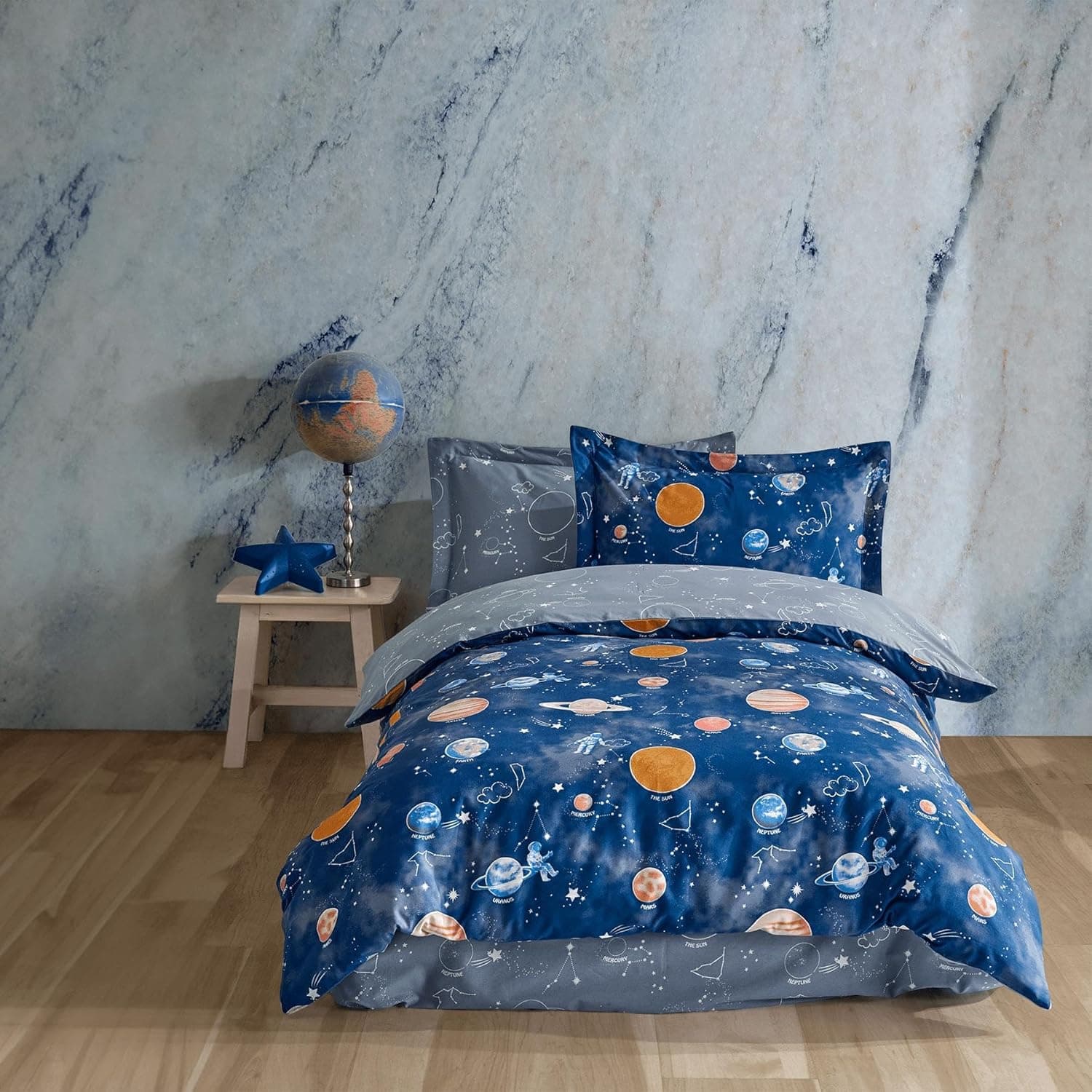 Soley | Galaxy |%100 Pamuklu Tek Kişilik Nevresim Takımı Mavi