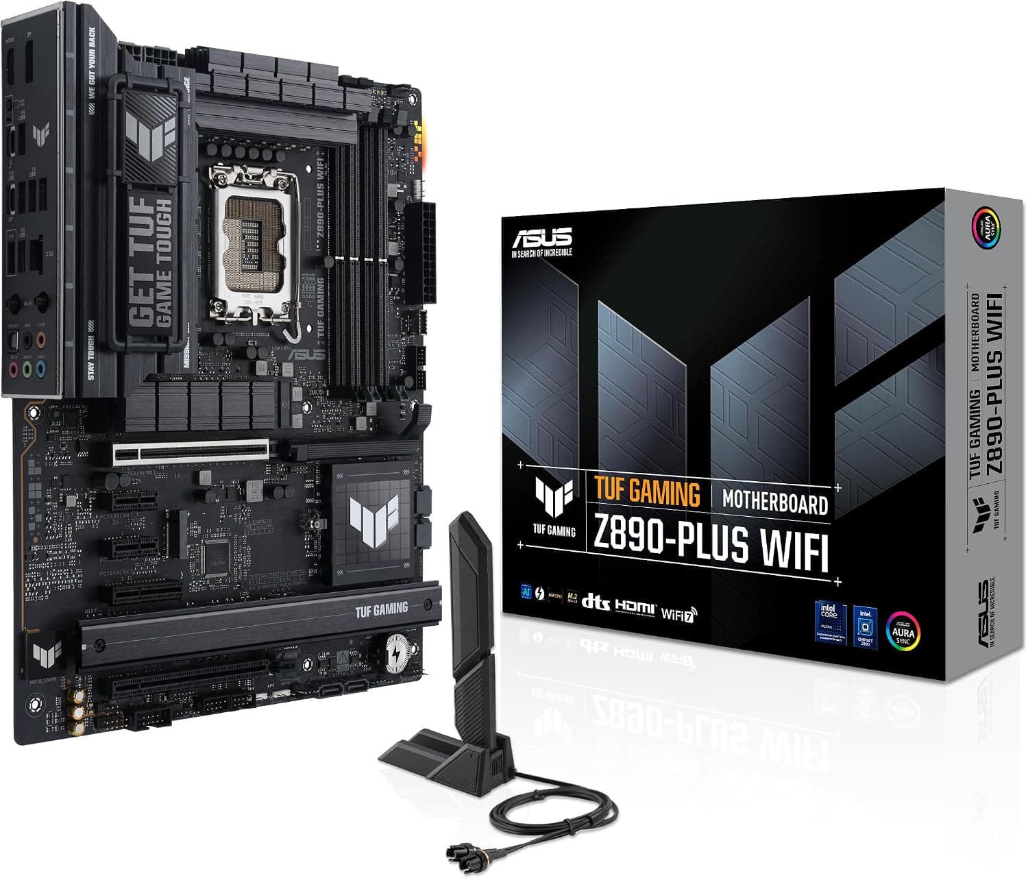 ASUS TUF GAMING Z890-PLUS WIFI Intel Z890 LGA1851 DDR5 9066 DP HDMI USB4 4x M2 USB3.2 WiFi 7 + BT AURA RGB 2.5Gbit LAN ATX 16+1+2+1 Güç Aşamaları, Thunderbolt 4, Anakart