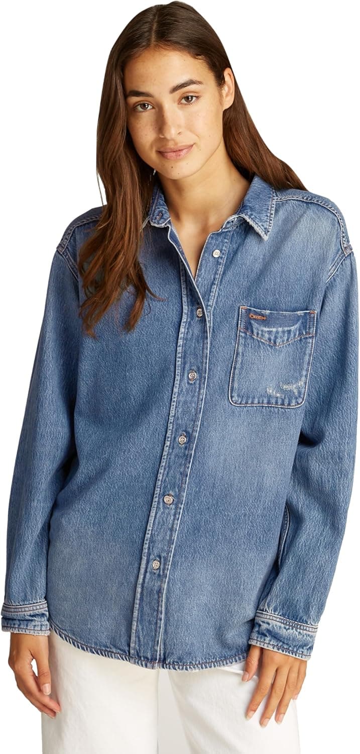 Tommy Hilfiger Adaptive RELAXED FIT OVERSHIRT AI6037 EXT Gömlek Kadın
