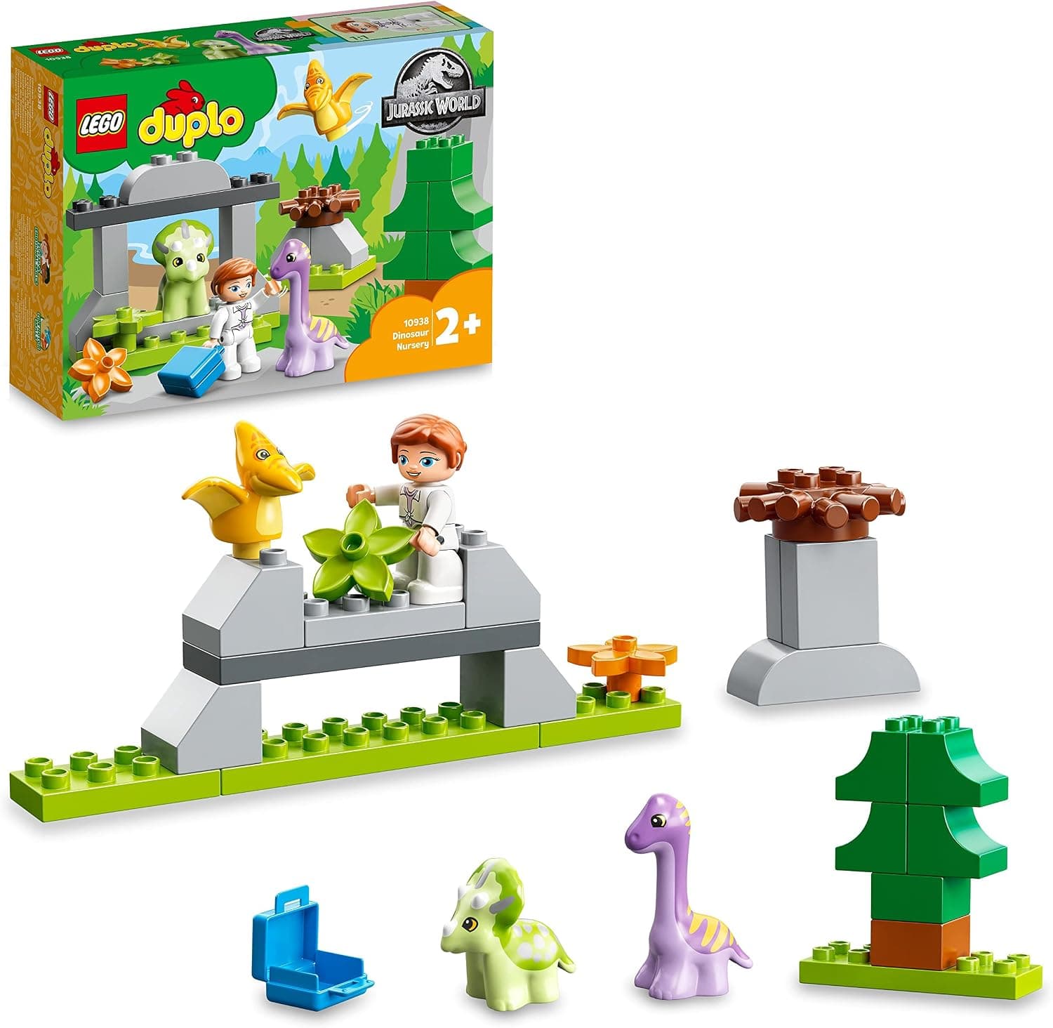 LEGO® DUPLO® Jurassic World Dinozor Yuvası 10938-2 Yaş ve Üzeri Çocuklar için 3 Hayvan ve bir Claire Dearing Figürü İçeren Oyuncak Yapım Seti (27 Parça)
