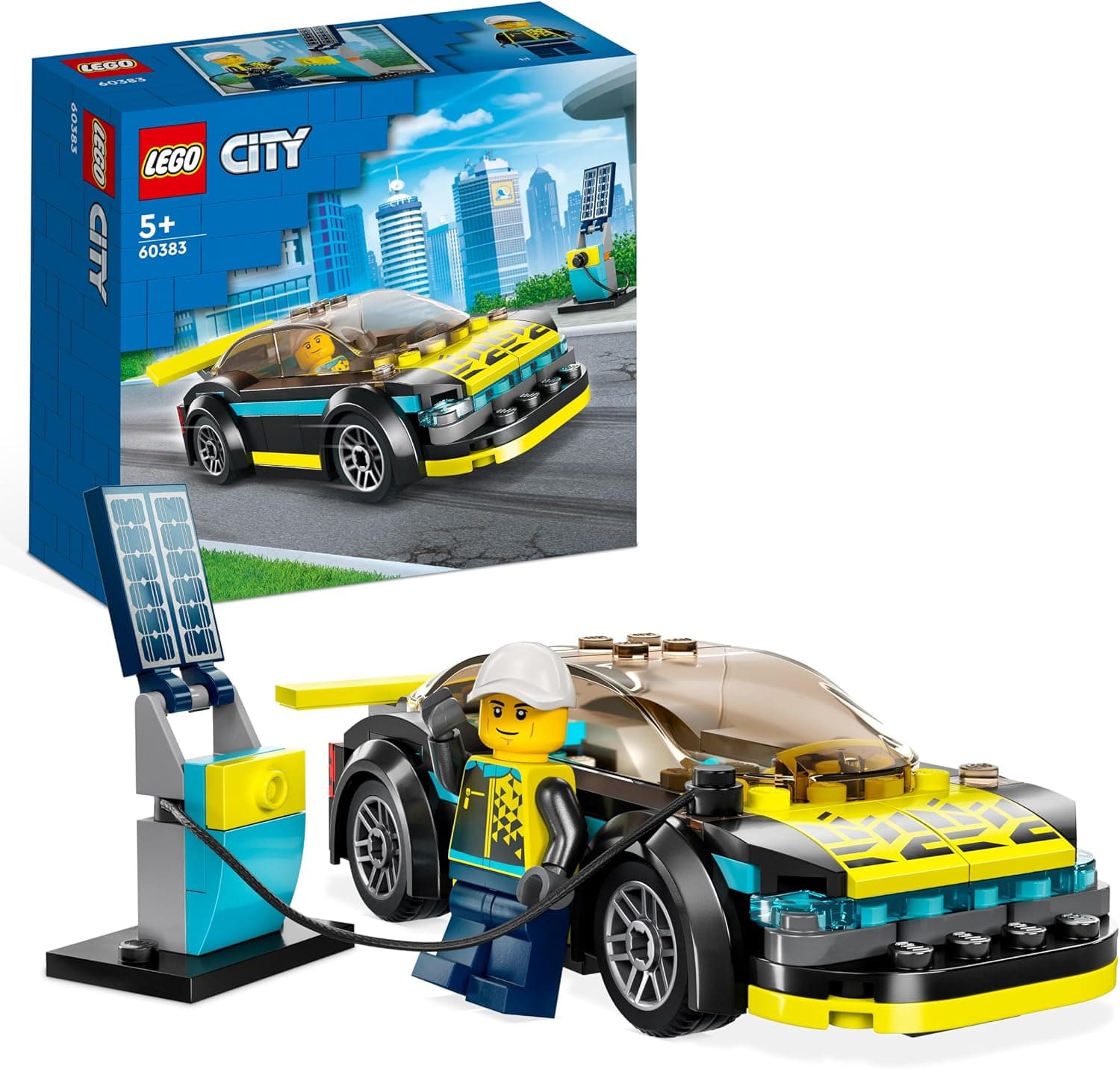 LEGO® City Elektrikli Spor Araba 60383-5 Yaş ve Üzeri Çocuklar için Oyuncak Şarj İstasyonu ve Sürücü Minifigürü İçeren Oyuncak Yapım Seti (95 Parça)