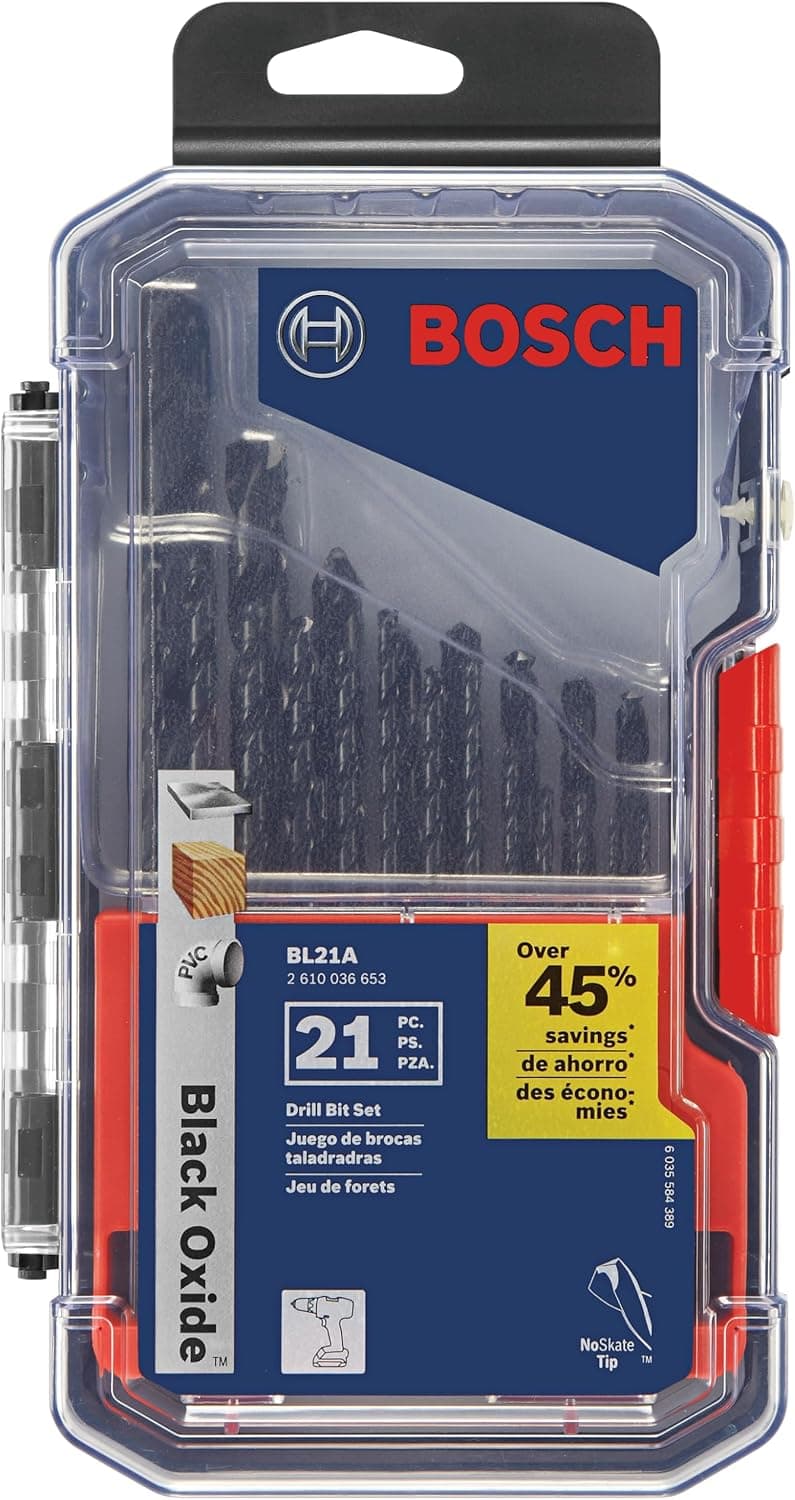Bosch 21 Piece Black Oxide Metal Drill Bit Set BL21A